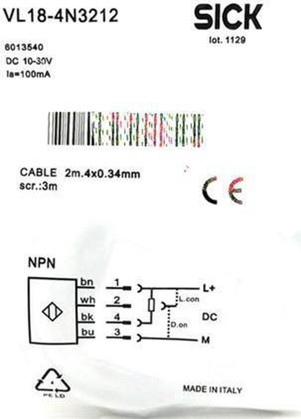 SICK VL18-4N3212 Photoelectric Retro-Reflective Sensor,NPN,New