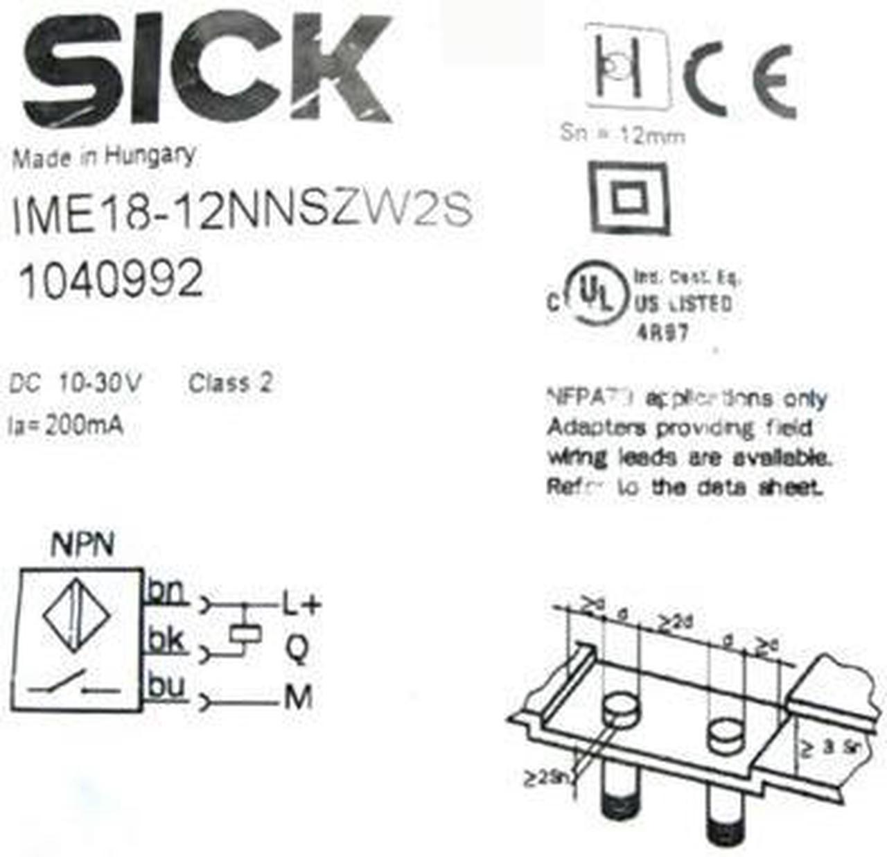 SICK IME18-12NNSZW2S Inductive proximity sensors ,NPN,New