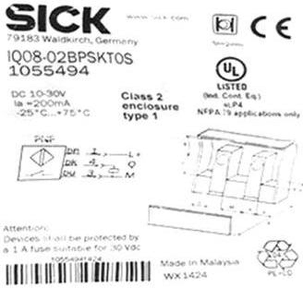 SICK IQ08-02BPSKTOS Inductive proximity sensors ,PNP,New