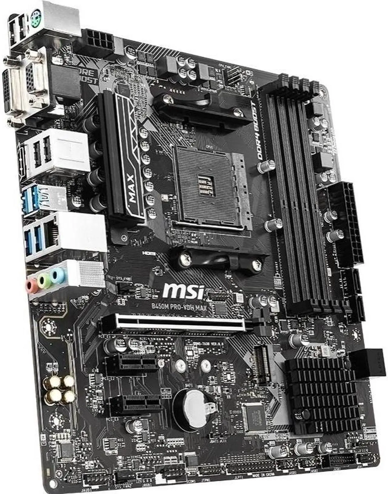 Alt view image 10 of 11 - MSI  B450M PRO-VDH MAX AM4 AMD B450 M2 [NVME ] USB3.0 USB3.1 PCI-E 3.0  HDMI SATA 6Gb/s Micro ATX AMD Motherboard R3 R5 R7