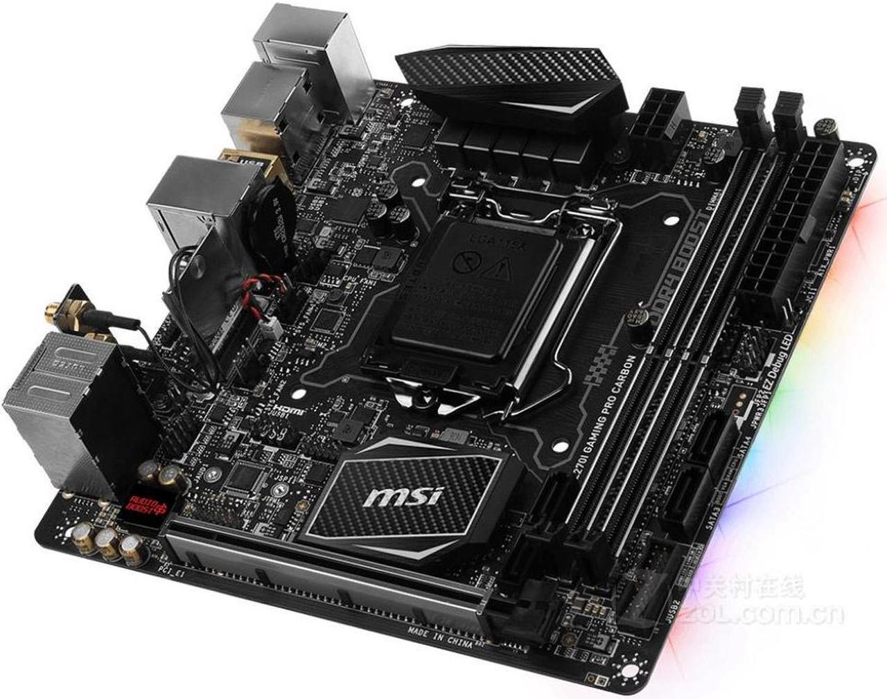 Alt view image 2 of 4 - MSI Z270I GAMING PRO CARBON AC Intel Z270 LGA 1151 DDR4 32GB Mini-ITX Motherboard
