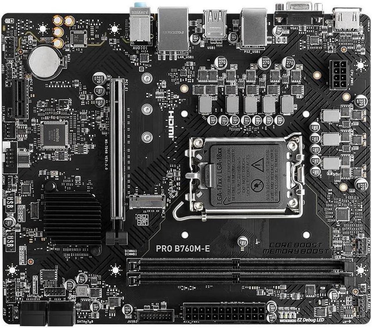 Main image of MSI PRO B760M-E Intel B760 LGA 1700 DDR5 128GB Micro ATX Motherboard