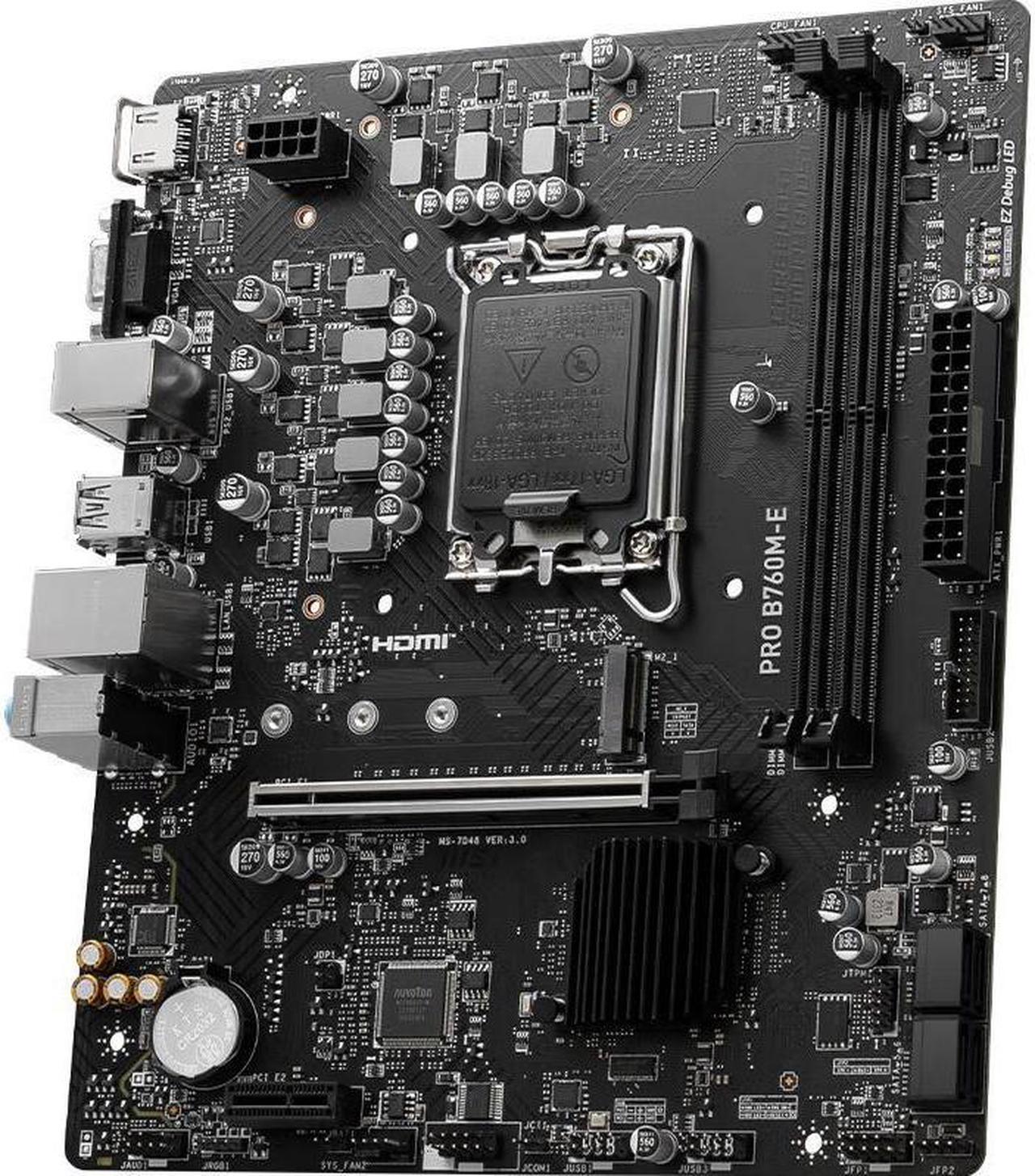 Alt view image 2 of 4 - MSI PRO B760M-E Intel B760 LGA 1700 DDR5 128GB Micro ATX Motherboard