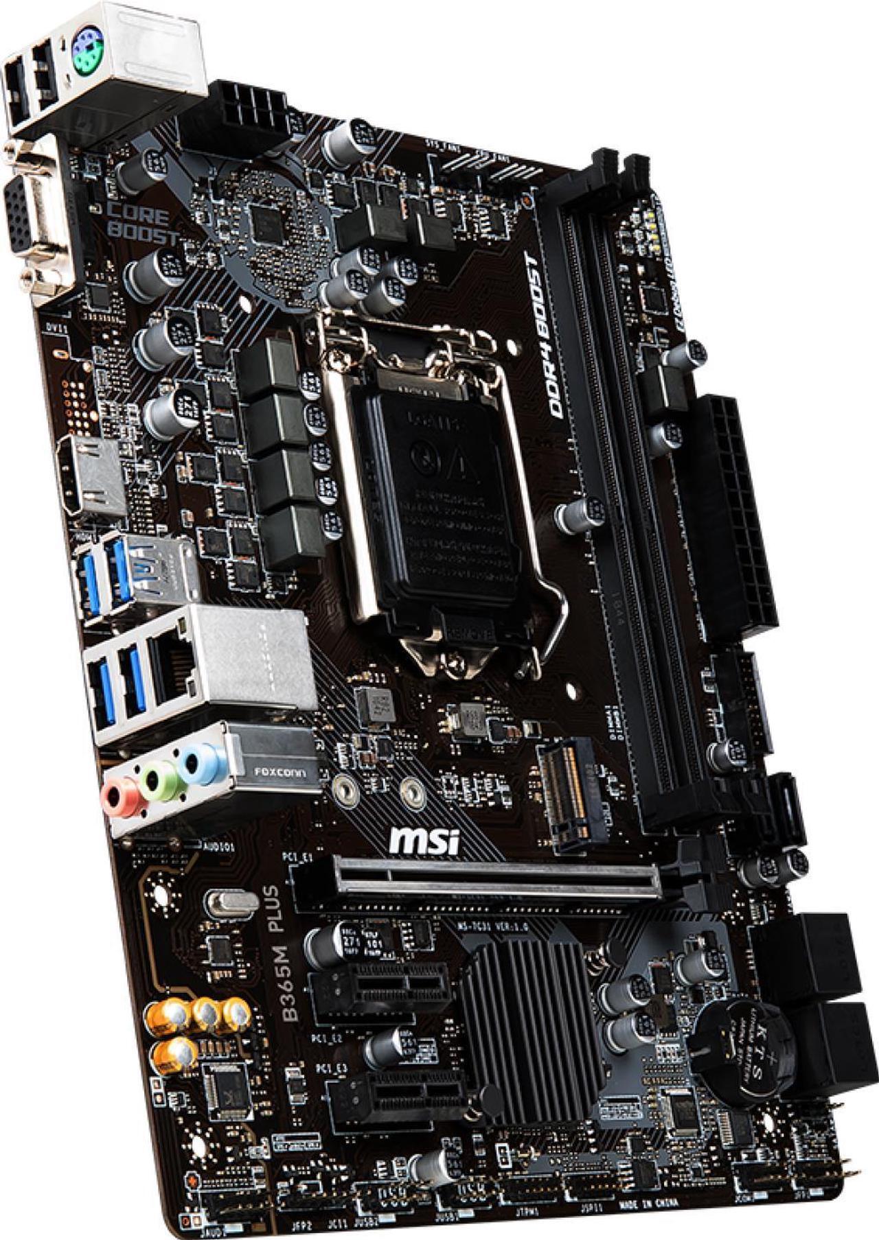 Alt view image 4 of 5 - MSI B365M PLUS Intel B365 LGA 1151 DDR4 32GB Micro ATX Motherboard