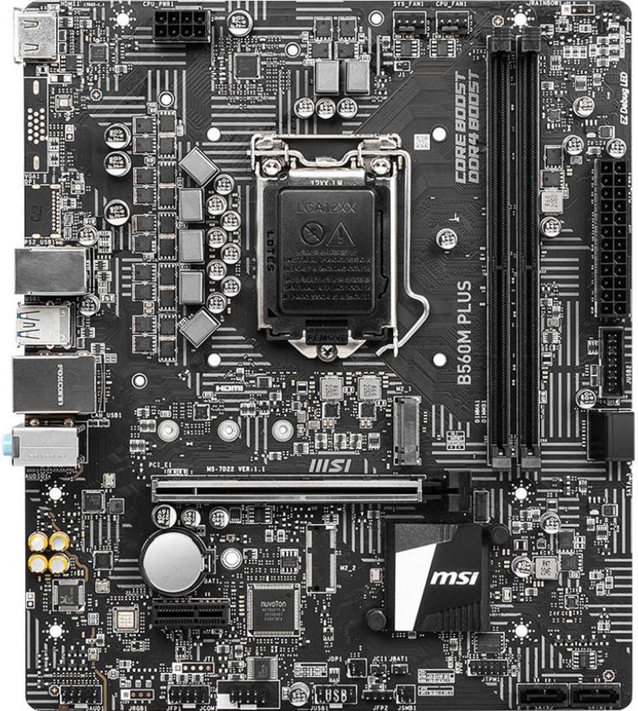 Main image of MSI B560M PLUS Intel B560 LGA 1200 DDR4 64GB Micro ATX Motherboard