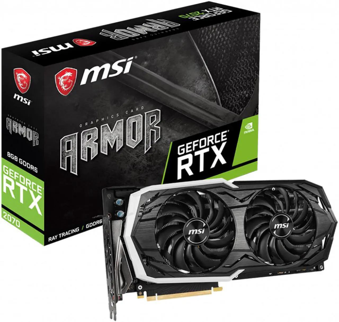 Alt view image 5 of 5 - MSI GeForce RTX 2070 ARMOR 8G GDDR6 256-bit PCI Express x16 3.0 DisplayPort x 3 (v1.4) / HDMI 2.0b x 1 / USB Type-C x 1 175 W 8-pin x 1, 6-pin x 1 7680x4320