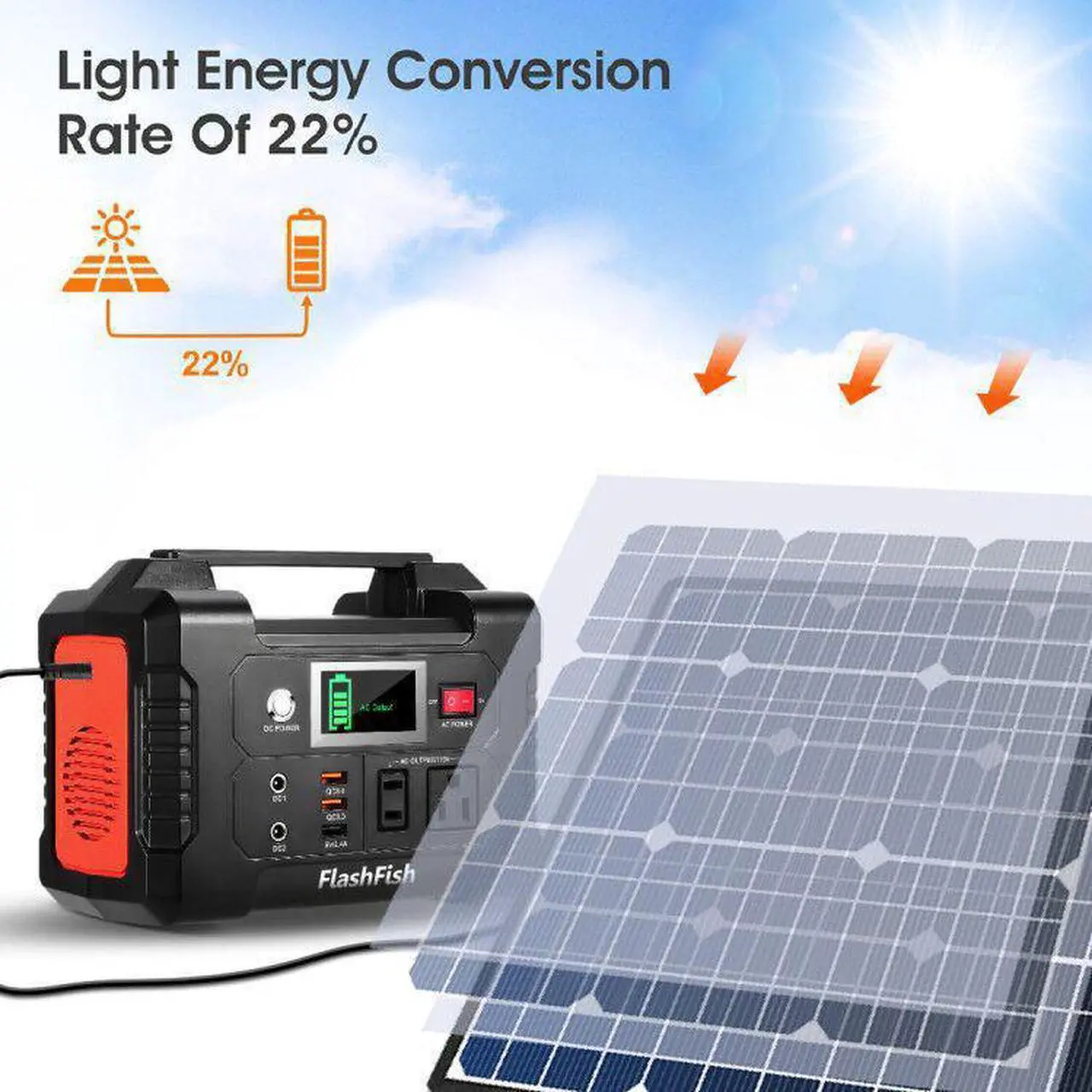 Alt view image 4 of 5 - 200W Portable Power Station,  40800mAh Solar Generator with 50W 18V Portable Solar Panel,  Foldable Solar Charger with 5V USB 18V DC Output
