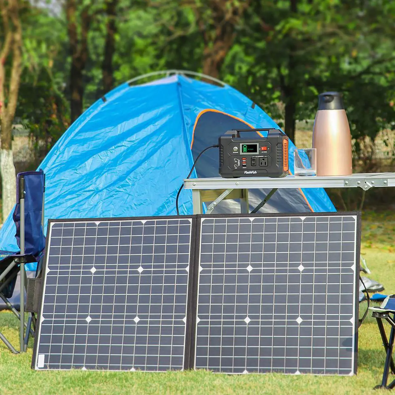 Alt view image 5 of 5 - 200W Portable Power Station,  40800mAh Solar Generator with 50W 18V Portable Solar Panel,  Foldable Solar Charger with 5V USB 18V DC Output