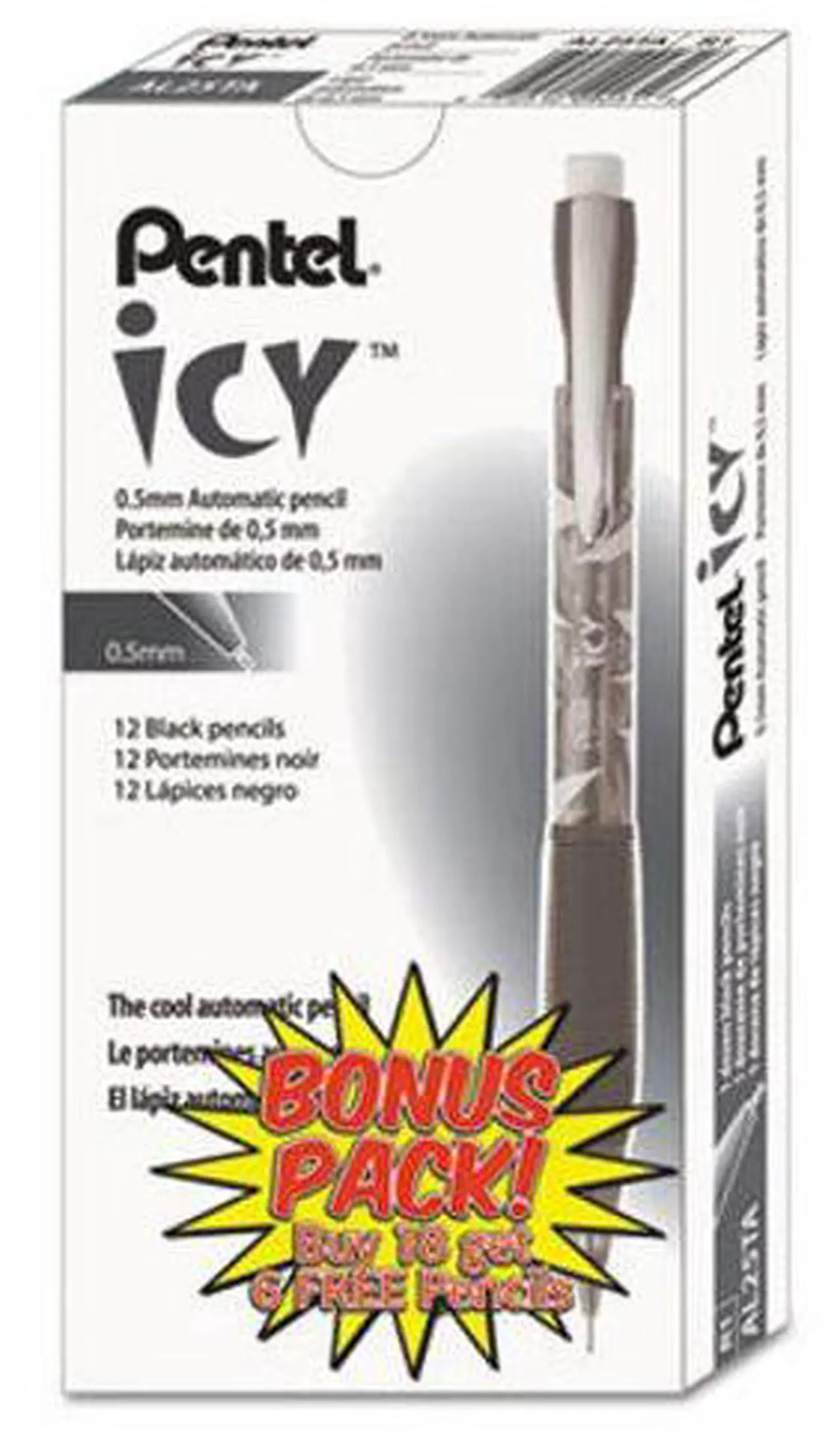 Alt view image 8 of 9 - Pentel Icy Mechanical Pencil 0.5 mm Transparent Smoke Barrel 24/Pack AL25TASWSPR
