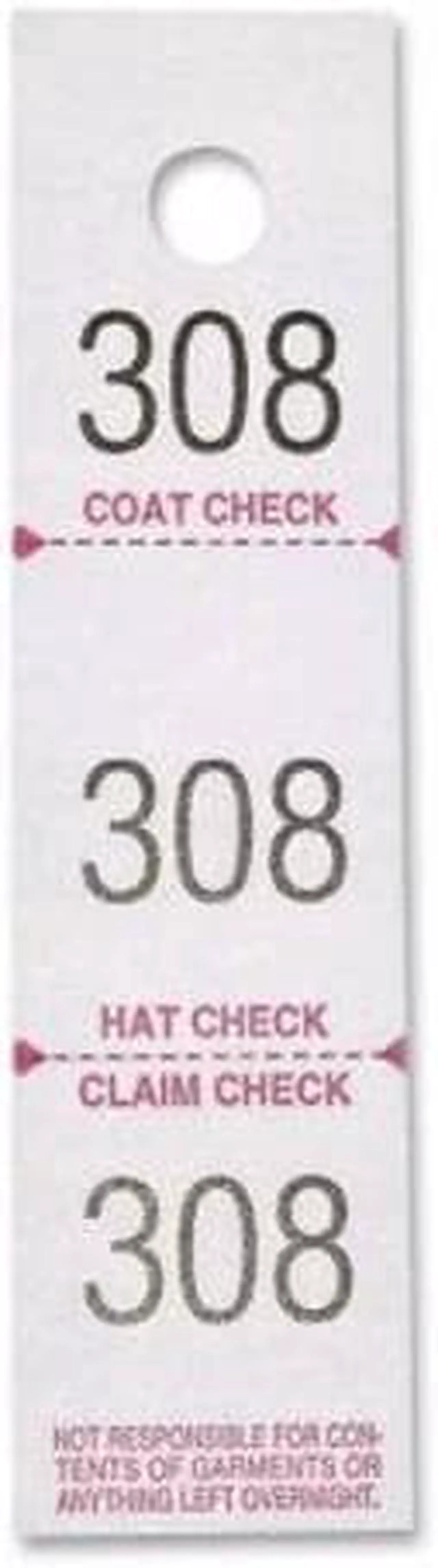 Alt view image 3 of 3 - Sparco Coat Check Tickets 3-Part 500/PK White 99300