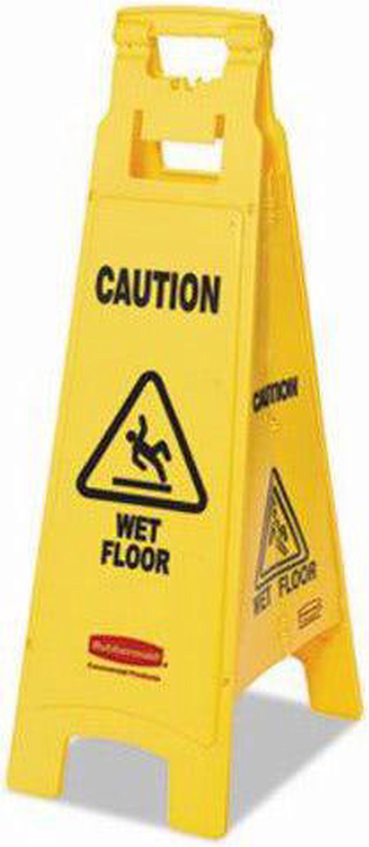 Alt view image 3 of 7 - Rubbermaid Commercial Caution Wet Floor Floor Sign 4-Sided Plastic 12 x 16 x 38 Yellow 611477YEL