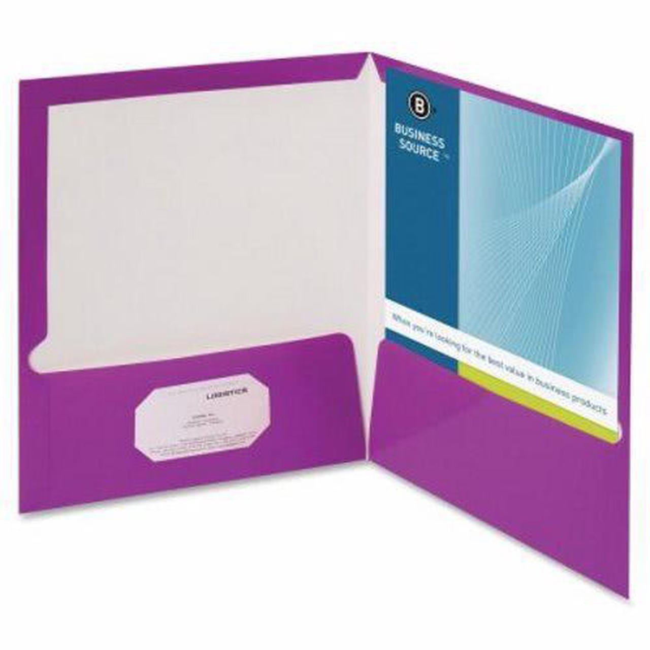 Alt view image 4 of 7 - Business Source Two-Pocket Folders with Business Card Holder