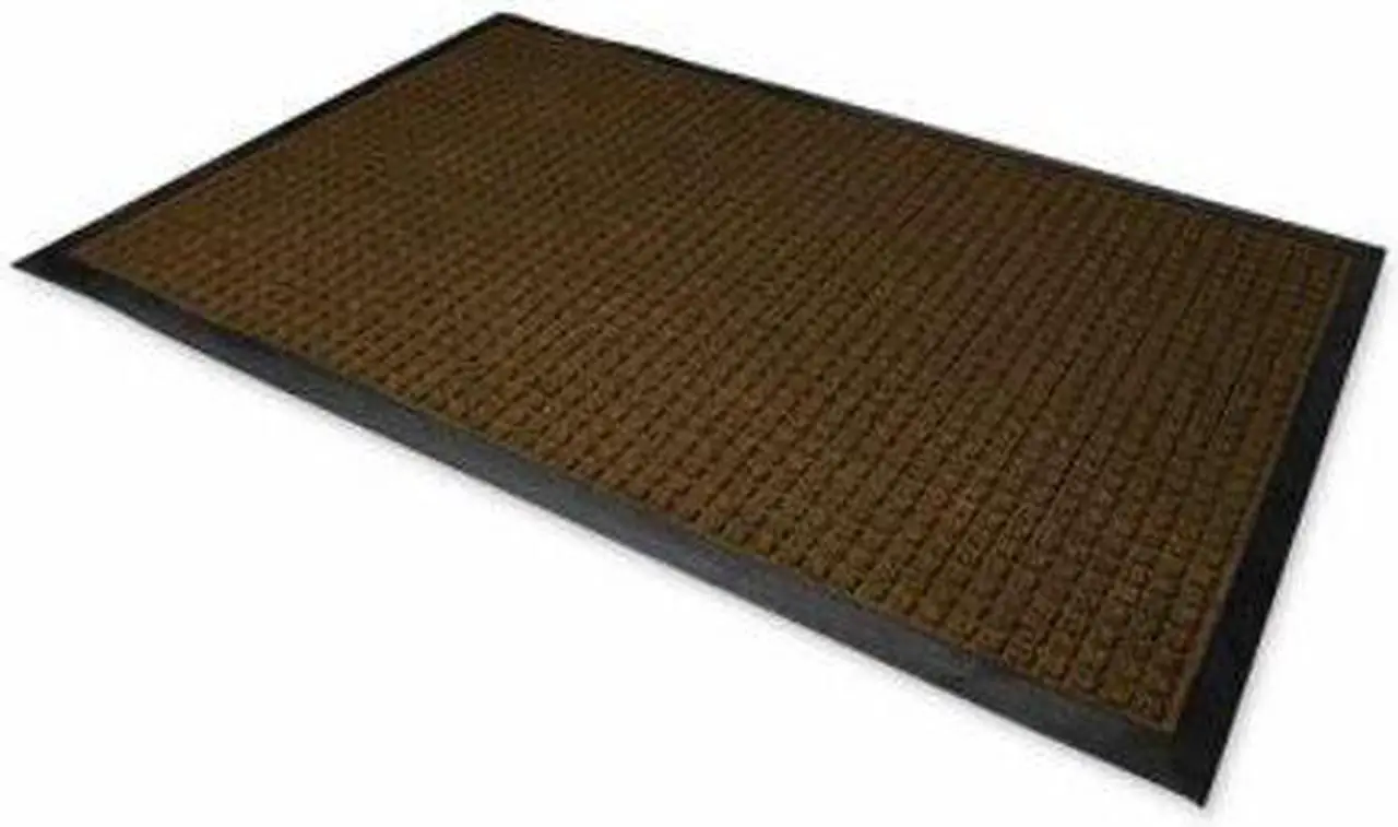 Alt view image 10 of 12 - Genuine Joe Indoor/Outdoor Mat Waterguard Rubber Back 4'x6' Brown 58843