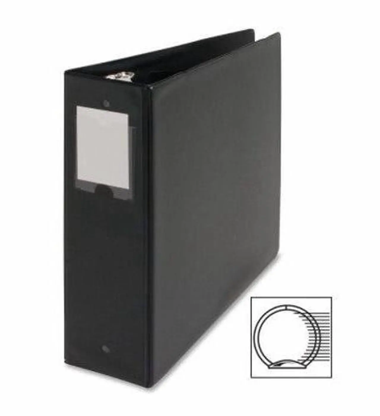 Alt view image 4 of 5 - Business Source Round Ring Binder w/Label Holder 3" Cap. 11"x8-1/2" BK 28562