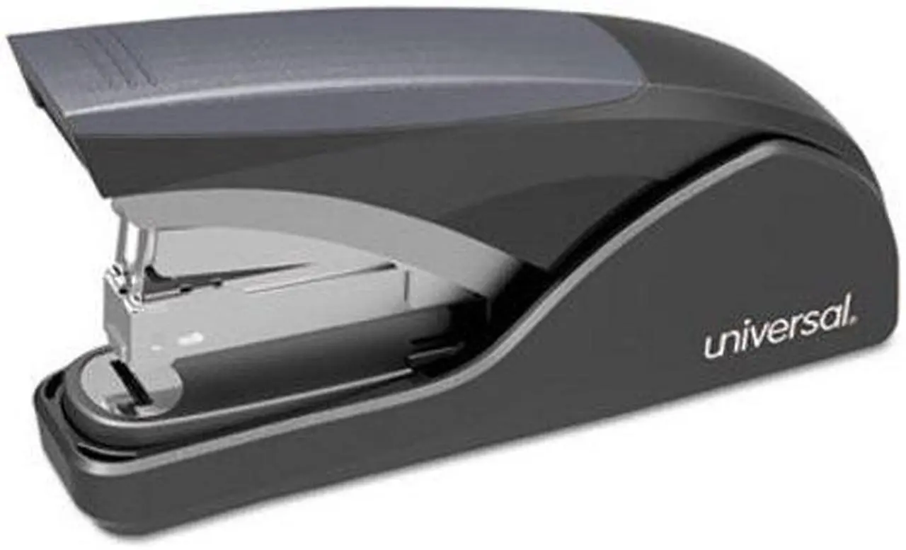 Alt view image 8 of 12 - Universal Deluxe Power Assist Flat-Clinch Full Strip Stapler 25 Sheet Capacity Black/Gray 43040