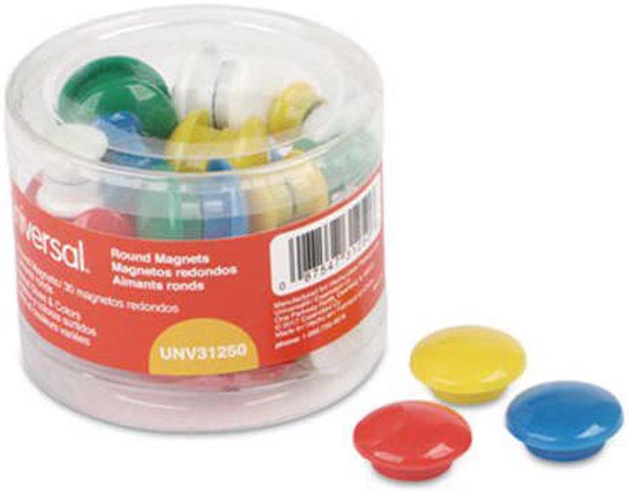 Alt view image 7 of 9 - Universal Assorted Magnets Plastic 5/8" dia 1" dia 1 5/8" dia Asst Colors 30/Pack 31250