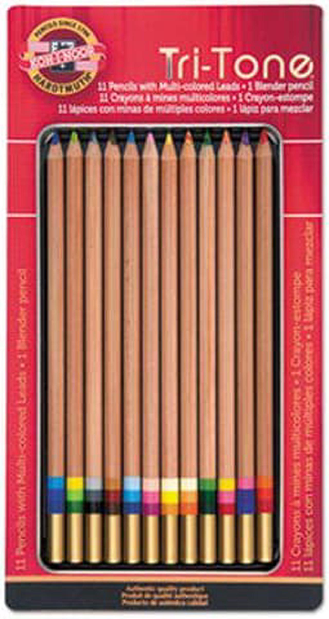 Alt view image 7 of 14 - Koh-I-Noor Tri-Tone Multicolored Pencils 12/ST Multi FA33TIN12BC