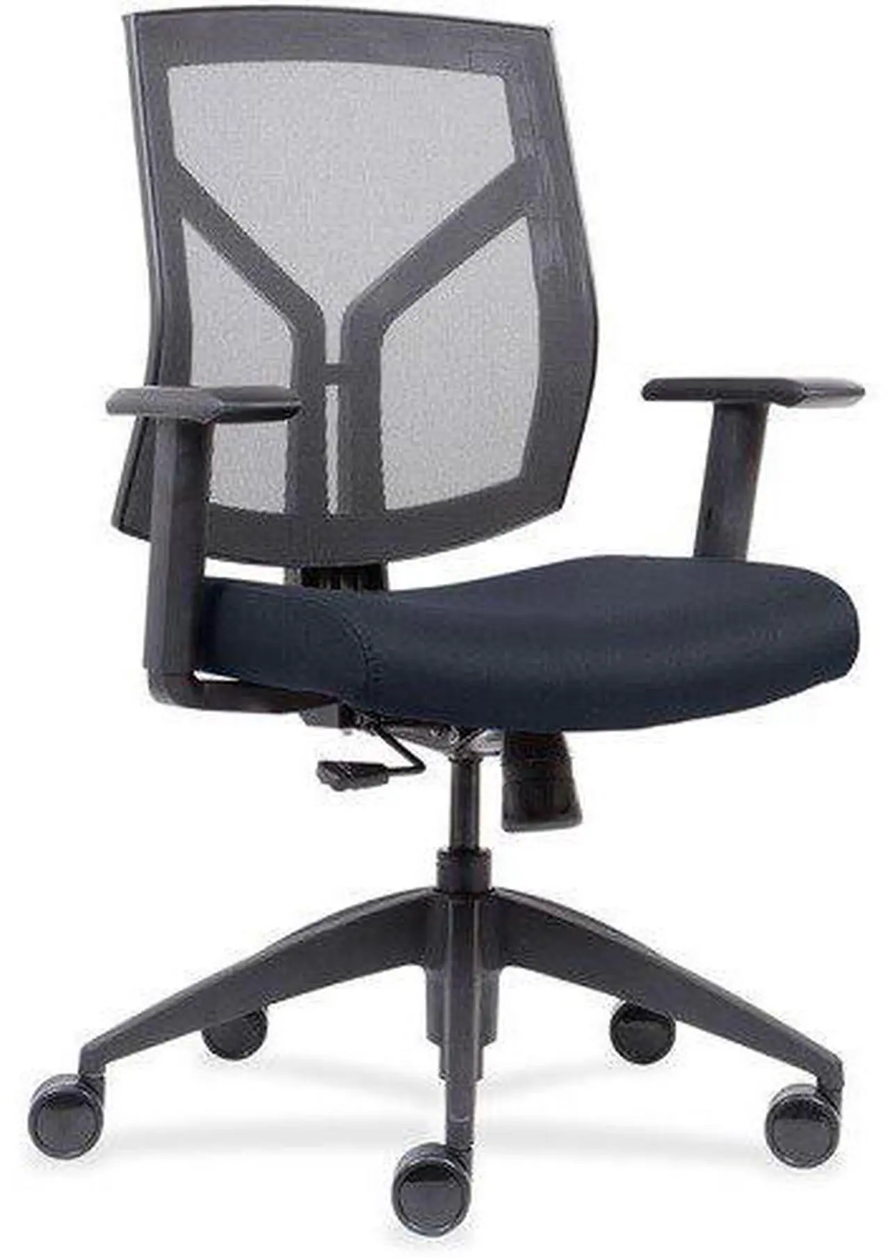 Alt view image 6 of 9 - Lorell 83111A204 Mid-Back Chairs wth Mesh Back & Fabric Seat - Dark Blue