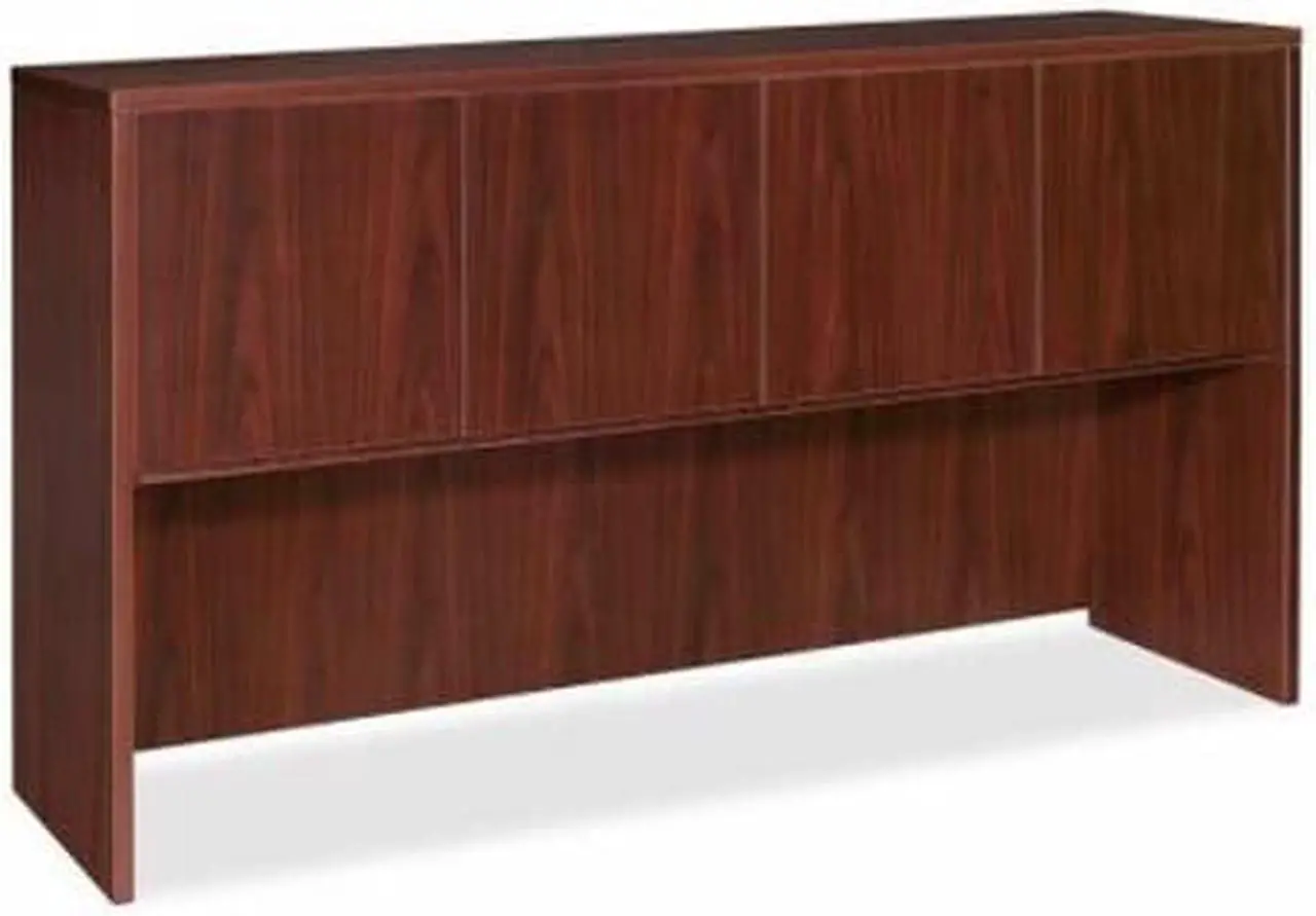 Alt view image 12 of 17 - Lorell Hutch w/Doors 66"x15"x36" Mahogany 69383