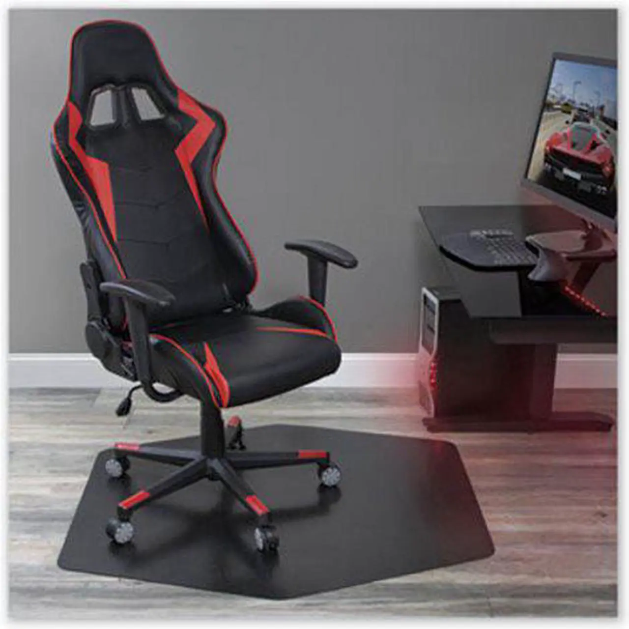 Alt view image 4 of 12 - ES Robbins ESR121563 42 x 46 in. Game Zone Chair Mat, Black