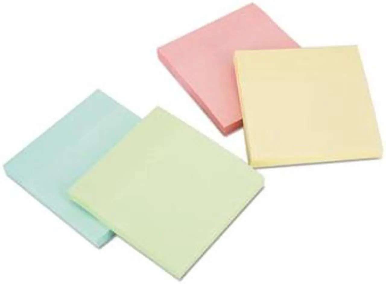 Alt view image 12 of 20 - Universal Self-Stick Note Pads, 3" x 3", Pastel, 90-Sheet, 24/Pack