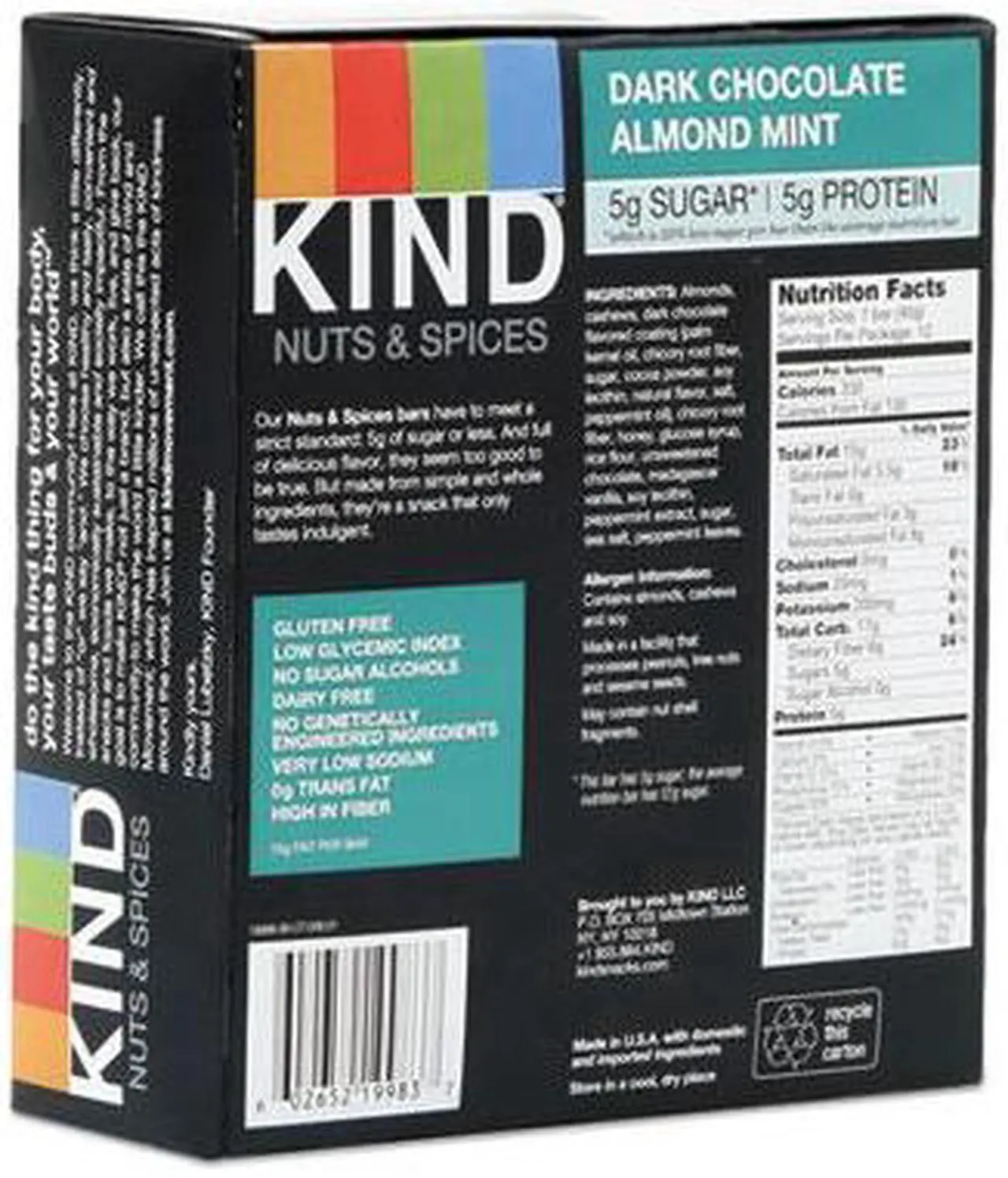 Alt view image 14 of 18 - Nuts and Spices Bar, Dark Chocolate Almond Mint, 1.4 oz Bar, 12/Box 19988