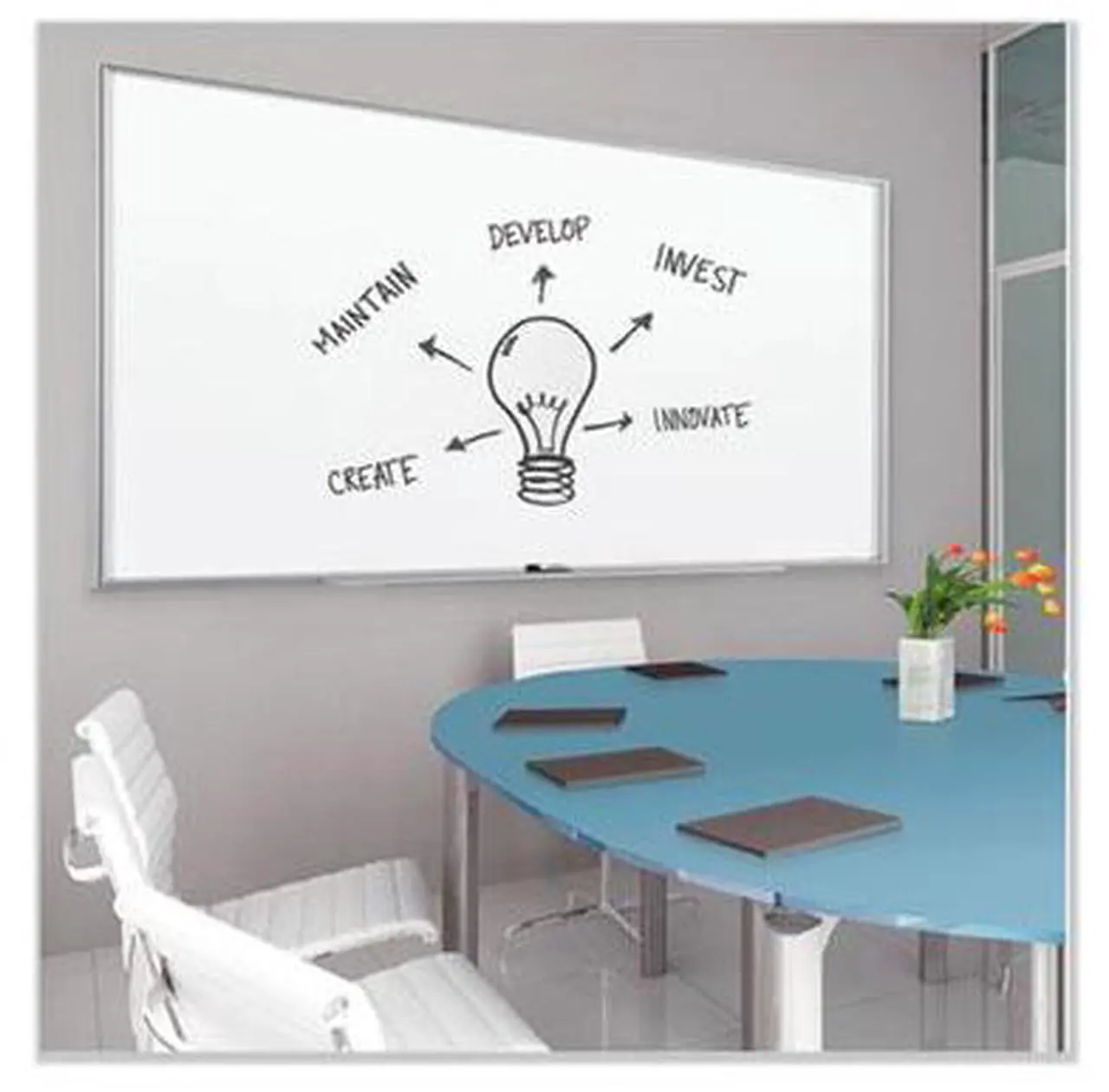 Alt view image 15 of 19 - Fusion Nano-Clean Magnetic Whiteboard 36 x 24 White Surface Silver Aluminum Frame NA3624F