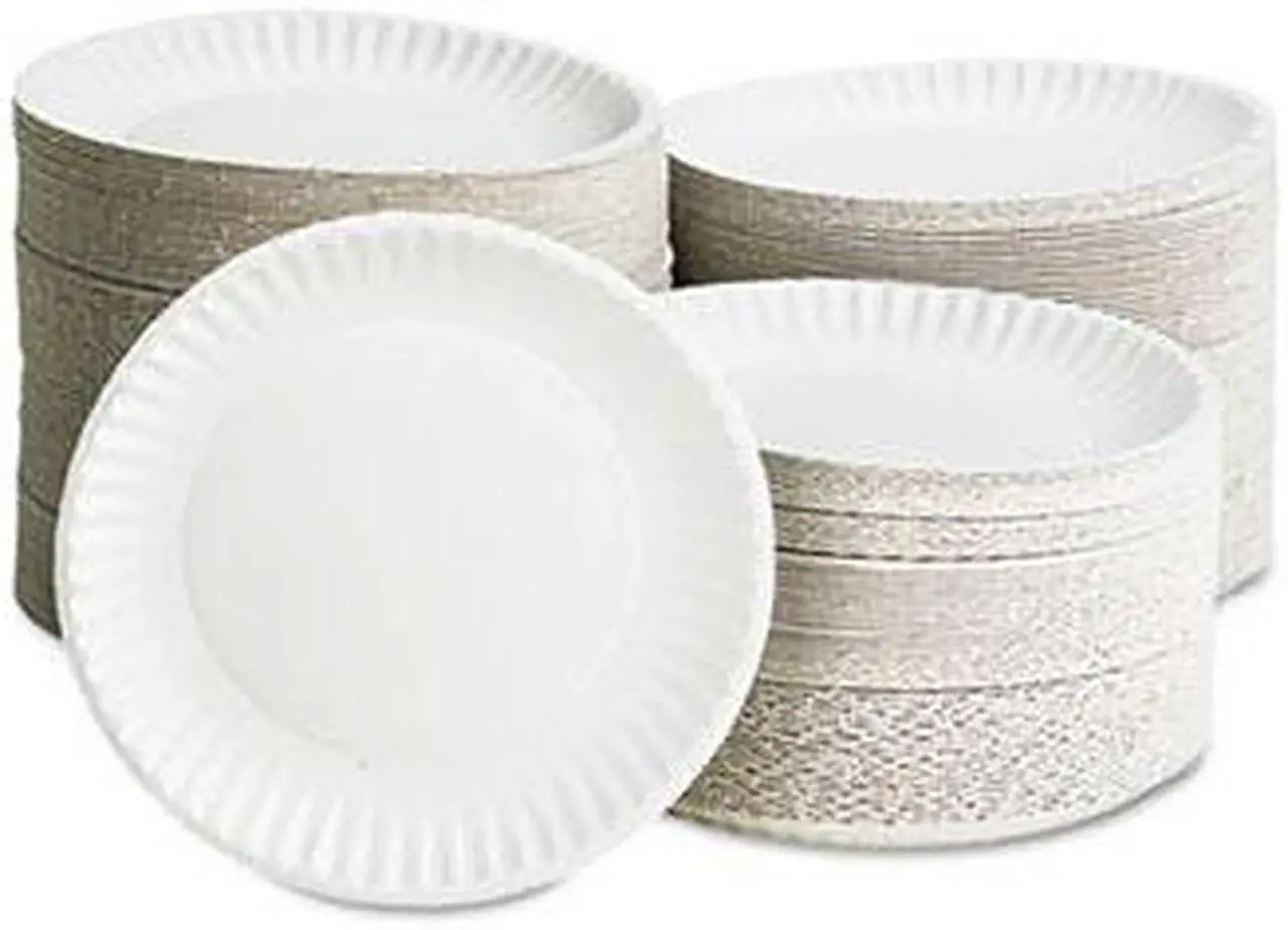 Alt view image 4 of 6 - Corporation Uncoated Paper Plates, 9 Inches, White, Round, 100/Pack