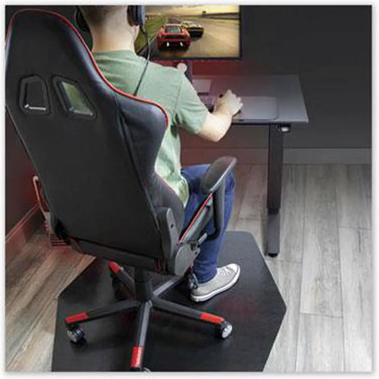 Alt view image 5 of 12 - ES Robbins ESR121563 42 x 46 in. Game Zone Chair Mat, Black