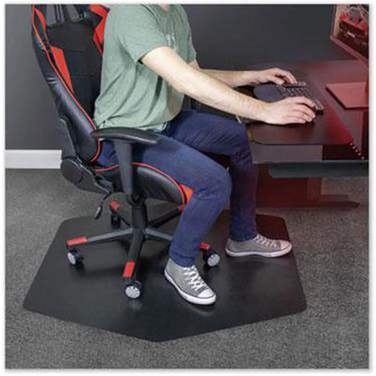 Alt view image 7 of 12 - ES Robbins ESR121563 42 x 46 in. Game Zone Chair Mat, Black
