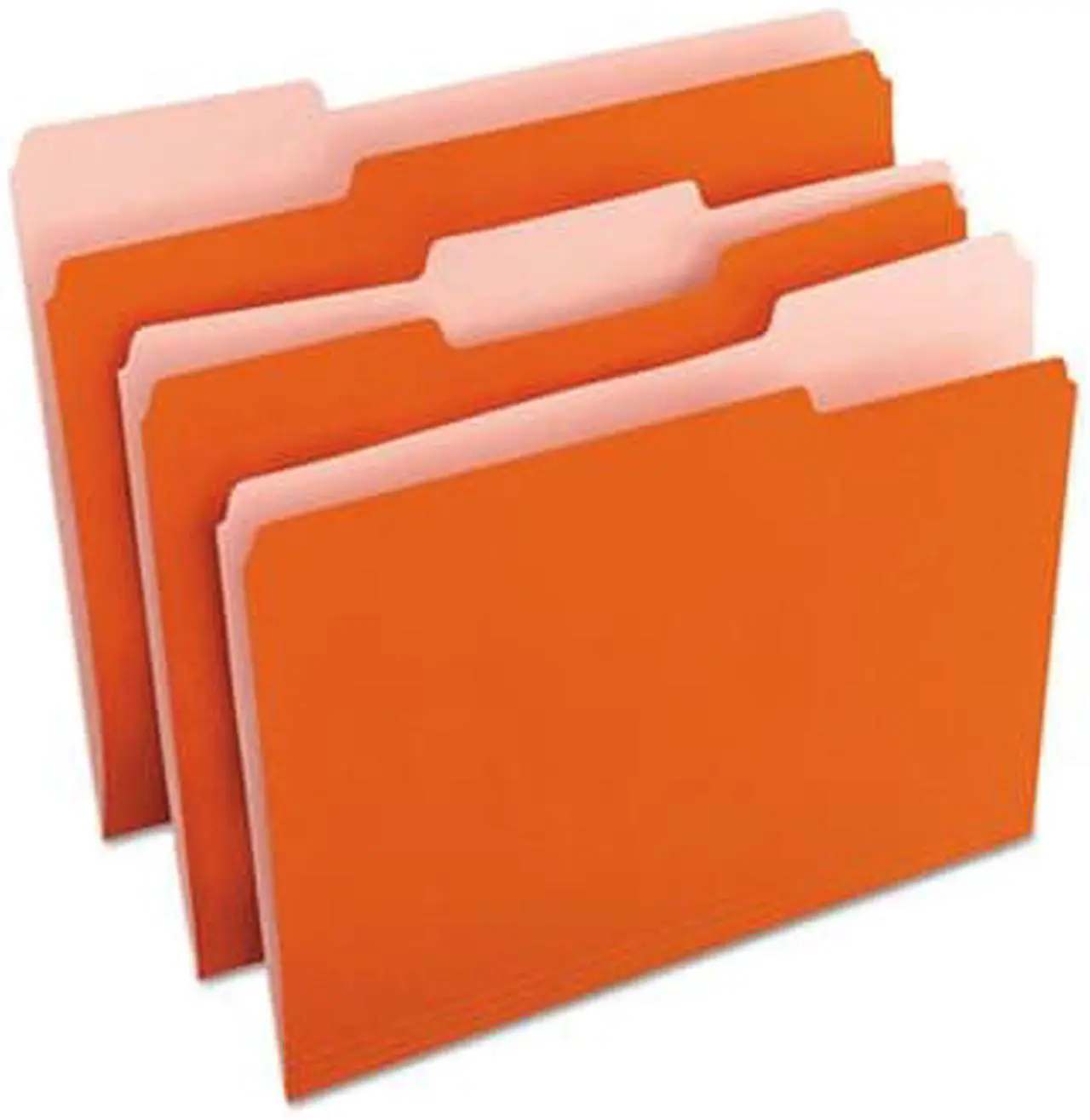 Alt view image 4 of 5 - File Folders, 1/3 Cut One-Ply Top Tab, Letter, Orange/Light Orange, 100/Bx