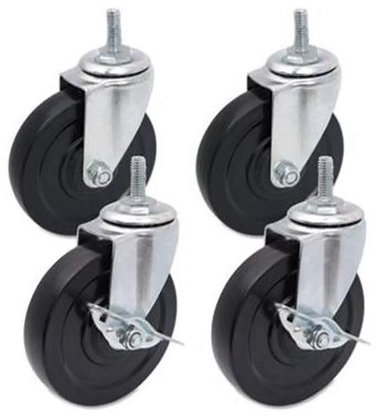 Alt view image 5 of 18 - Alera SW690004 Optional Casters for Wire Shelving, 200 lbs/Caster, Gray/Black, 4/Set