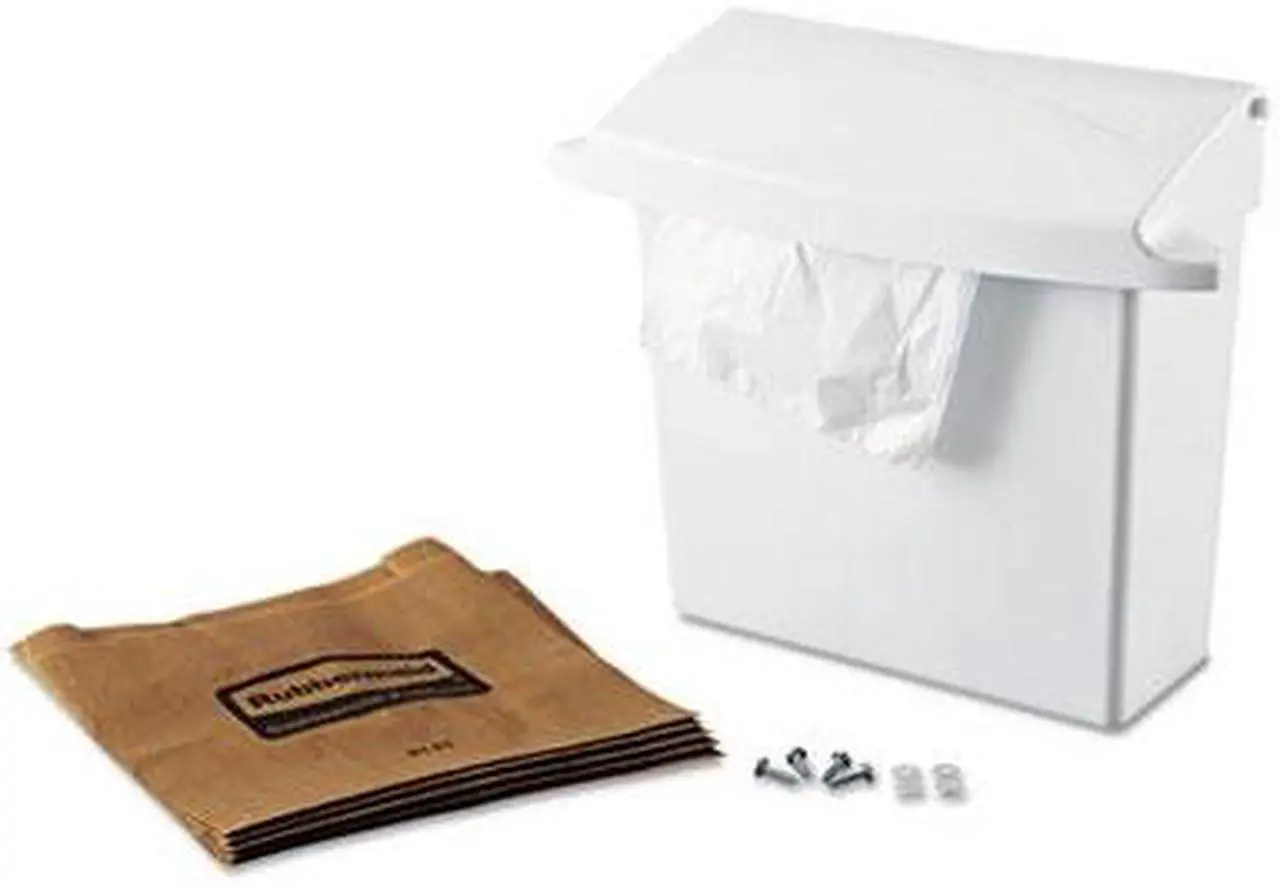 Alt view image 12 of 20 - Sanitary Napkin Receptacle with Rigid Liner Rectangular Plastic White