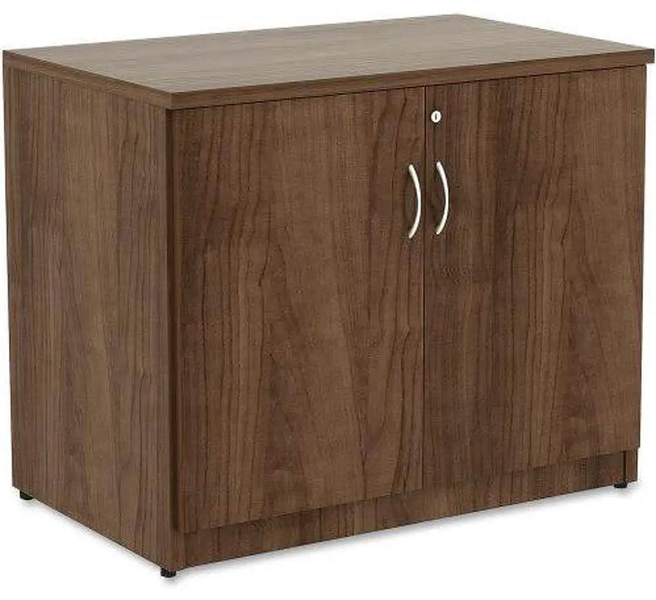 Alt view image 4 of 4 - Lorell Storage Cabinet - 36" x 22.5" x 29.5" - Glide, Lockable - Walnut - Laminate - Polyvinyl Chloride (PVC), Metal  LL