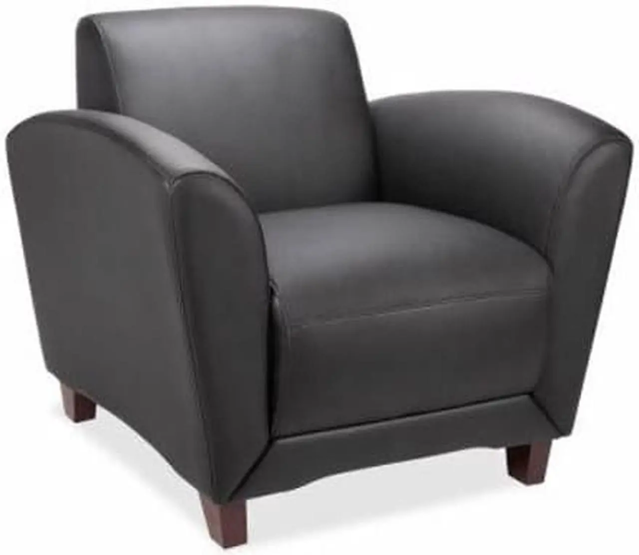 Alt view image 6 of 8 - Lorell Reception Chair Bonded 36"x34-1/2"x31-1/4" Black Leather 68952