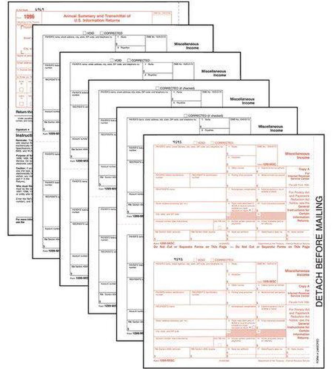 Alt view image 2 of 6 - 5-Part 1099-MISC Tax Forms, 8.5 x 11, 50/Pack 22993MISC