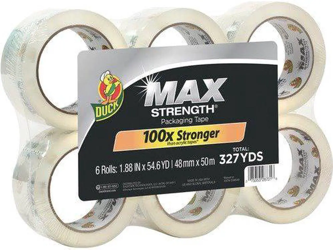 Alt view image 4 of 7 - Duck 241513 Max Packaging Tape, 1.88 Inch X 54.6 Yds, 3 Inch Core, Crystal Clear, 6/Pack