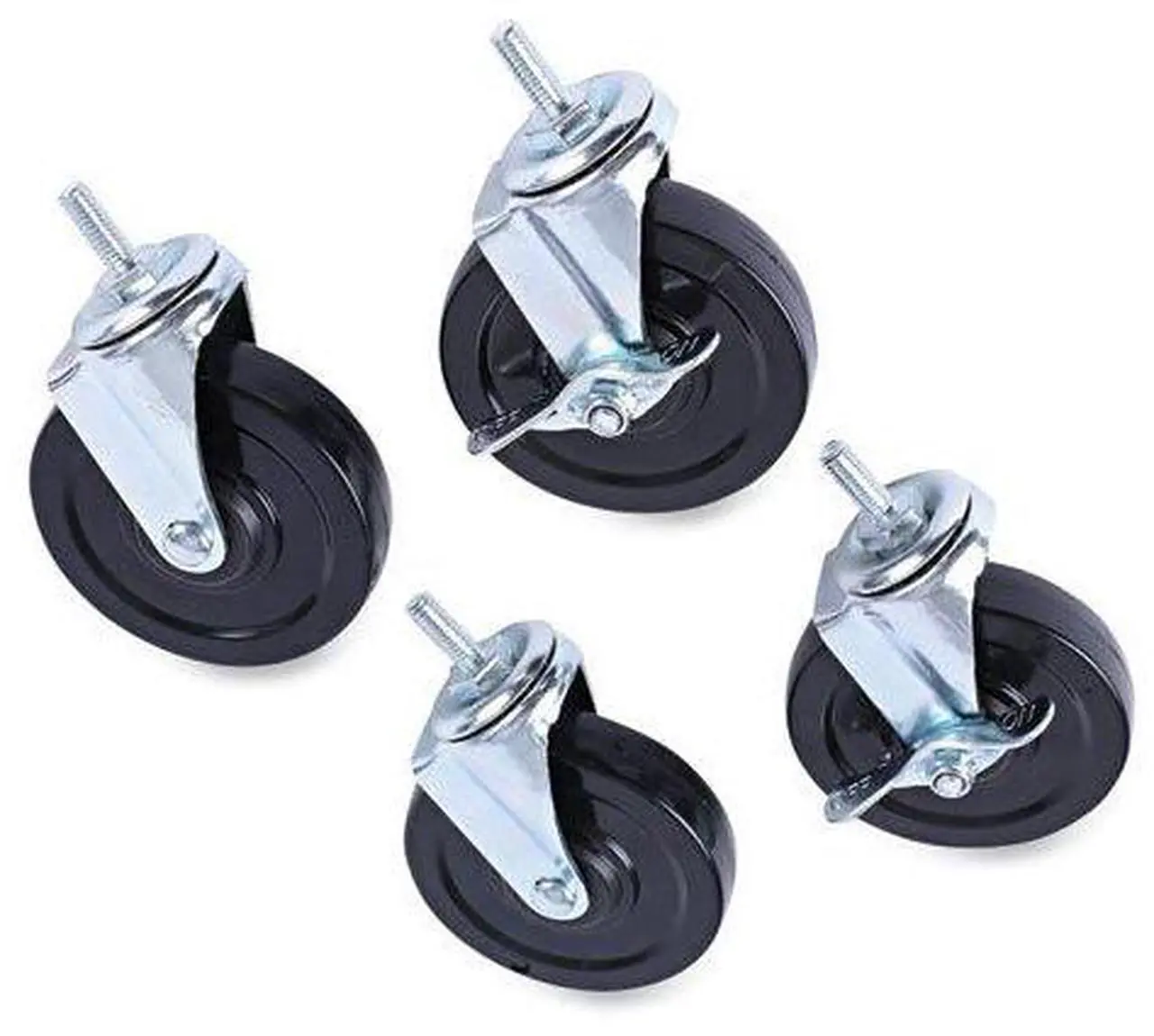 Alt view image 4 of 18 - Alera SW690004 Optional Casters for Wire Shelving, 200 lbs/Caster, Gray/Black, 4/Set