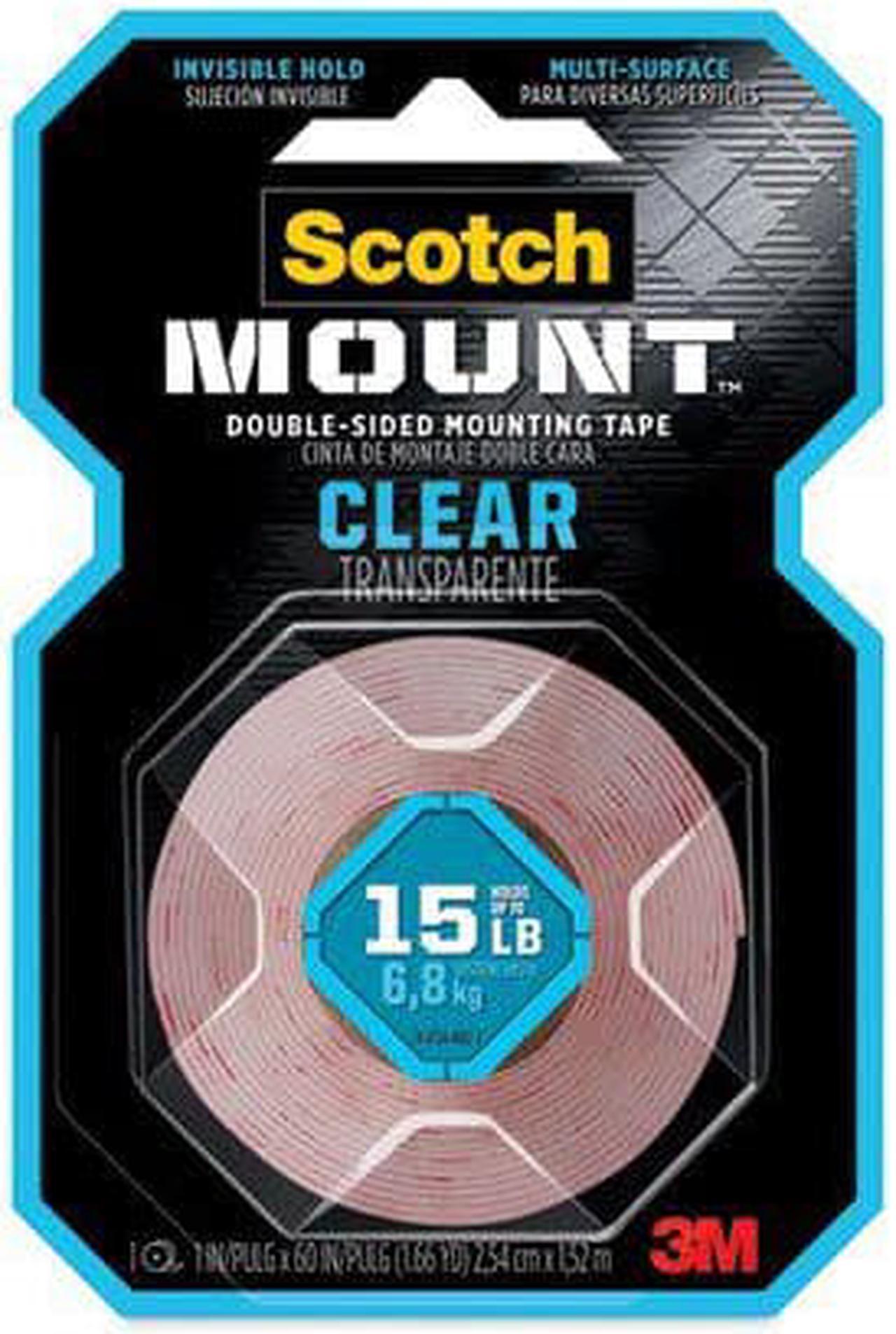 Scotch Double-Sided Mounting Tape, 1" x 60", Clear/Red Liner, 1 Roll (MMM410H)