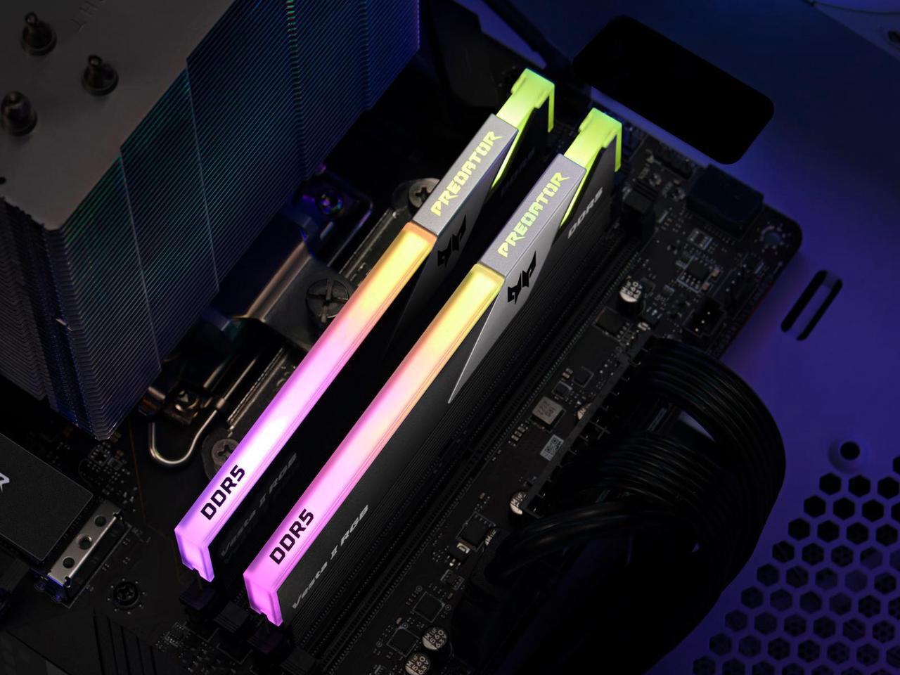 Alt view image 7 of 7 - Acer Predator Vesta II RGB DDR5 Gaming RAM Stick 32GB (16GBx2) 5200MHz PC5-41600 CL38 288-Pin Computer Memoria for Desktop PC - BL.9BWWR.316