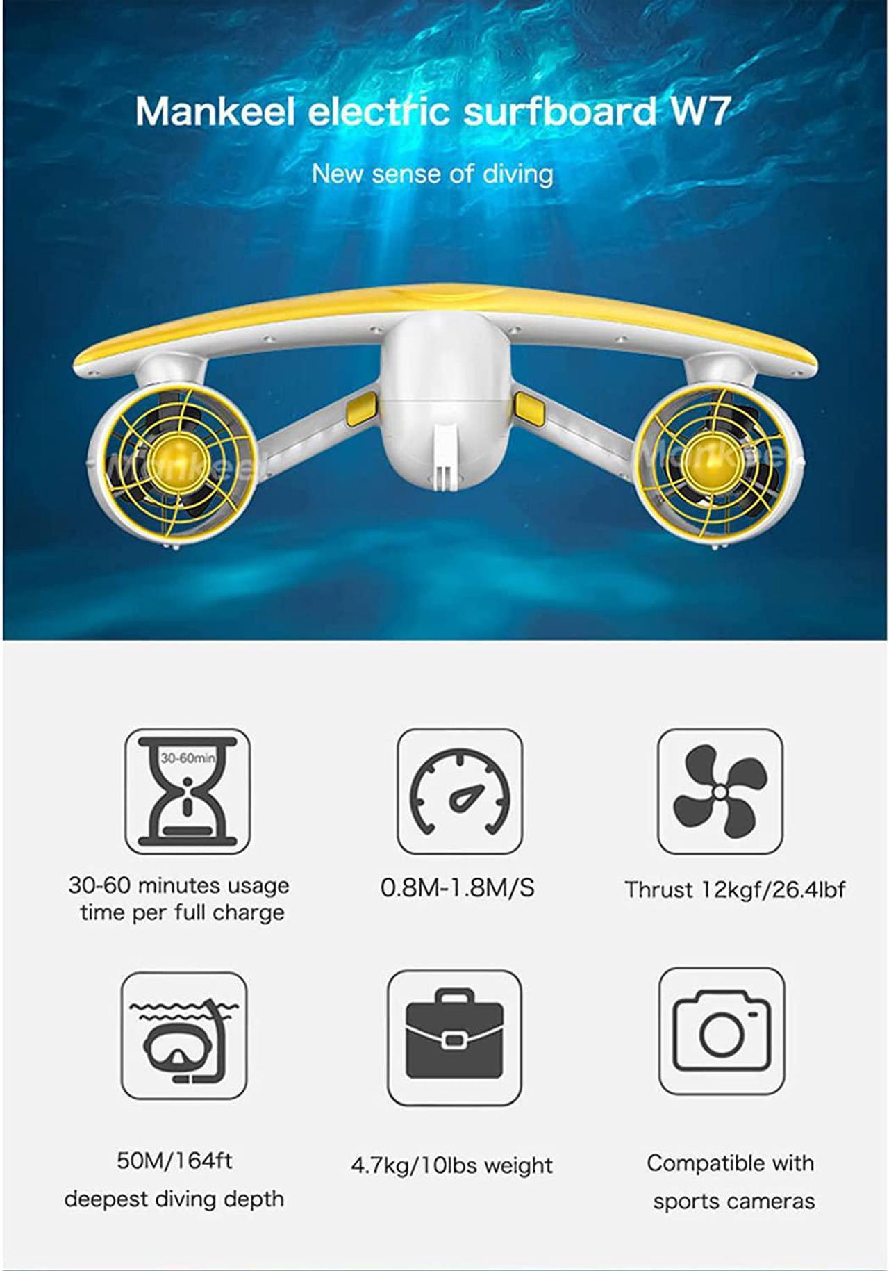 Alt view image 6 of 7 - Sea scooter 50 m Compatible with GoPro for Water Sports Swimming Pool & Diving Msds Approved-Black