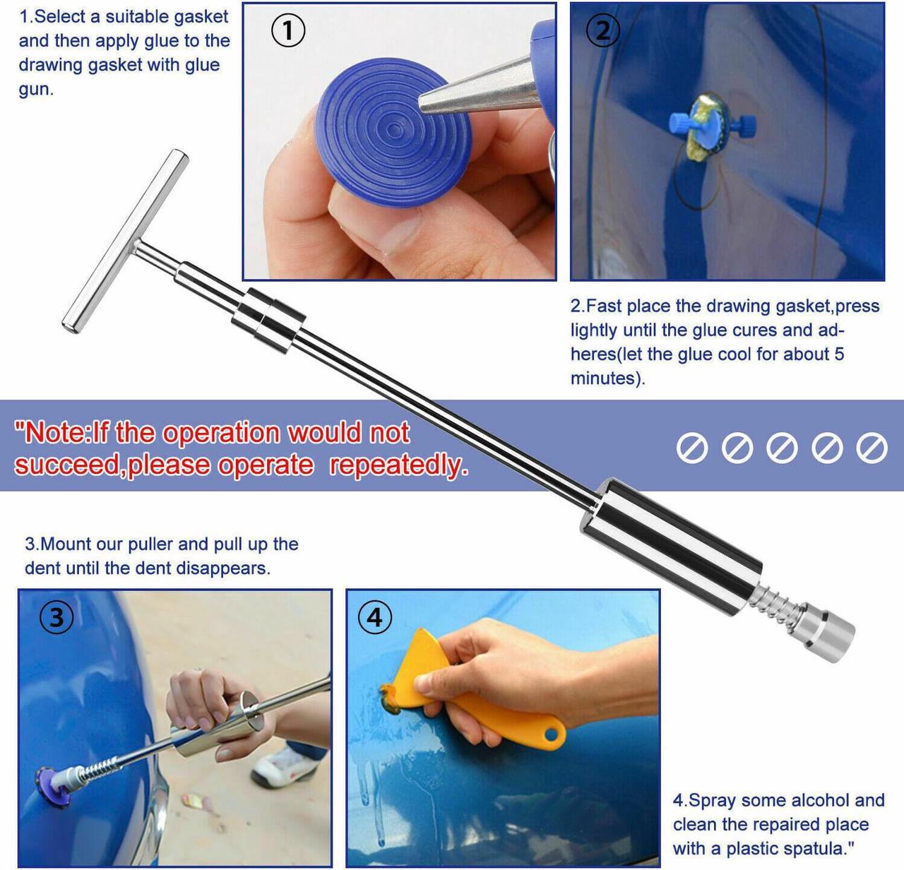 Alt view image 3 of 7 - Car Paintless Dent Repair Tool Auto Slide Paintless Dent Remover Tool Puller Kit