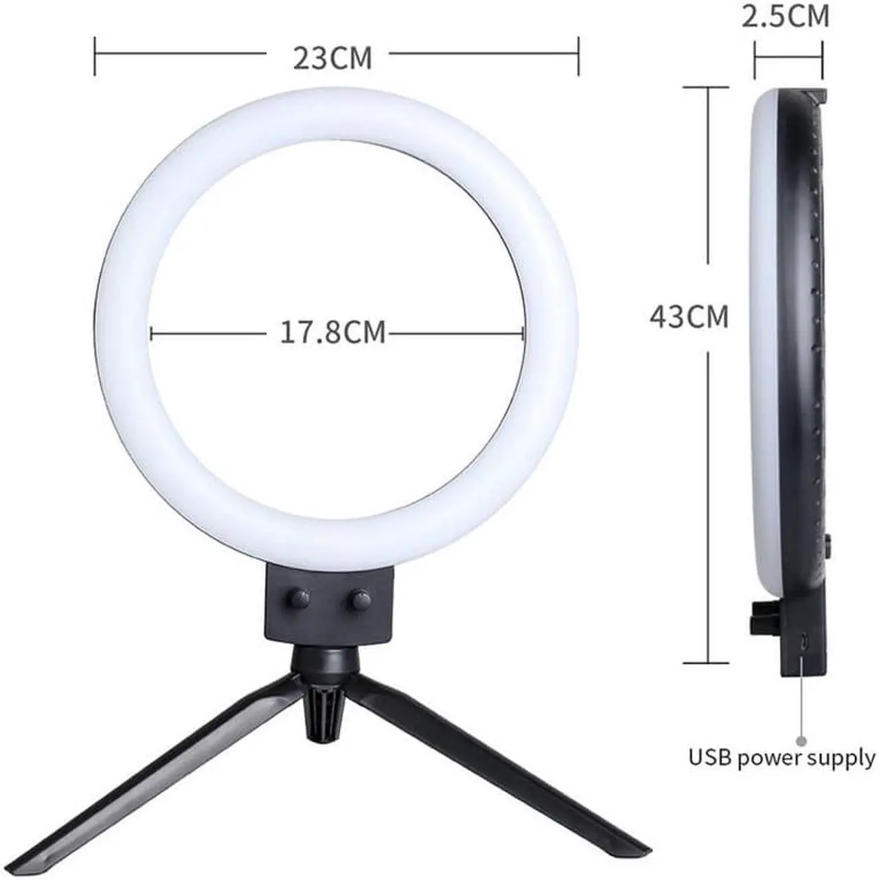 Alt view image 4 of 7 - Infinite Dimming Double Color Temperature LED Ring Lamp and Mini Tabletop Tripod