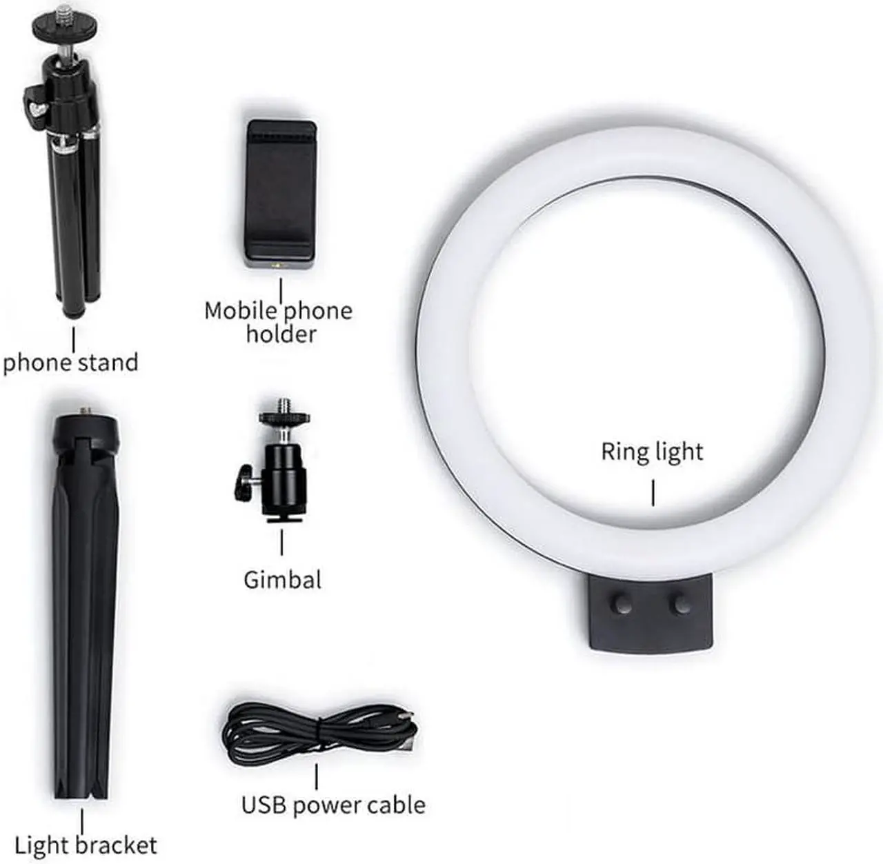 Alt view image 5 of 7 - Infinite Dimming Double Color Temperature LED Ring Lamp and Mini Tabletop Tripod