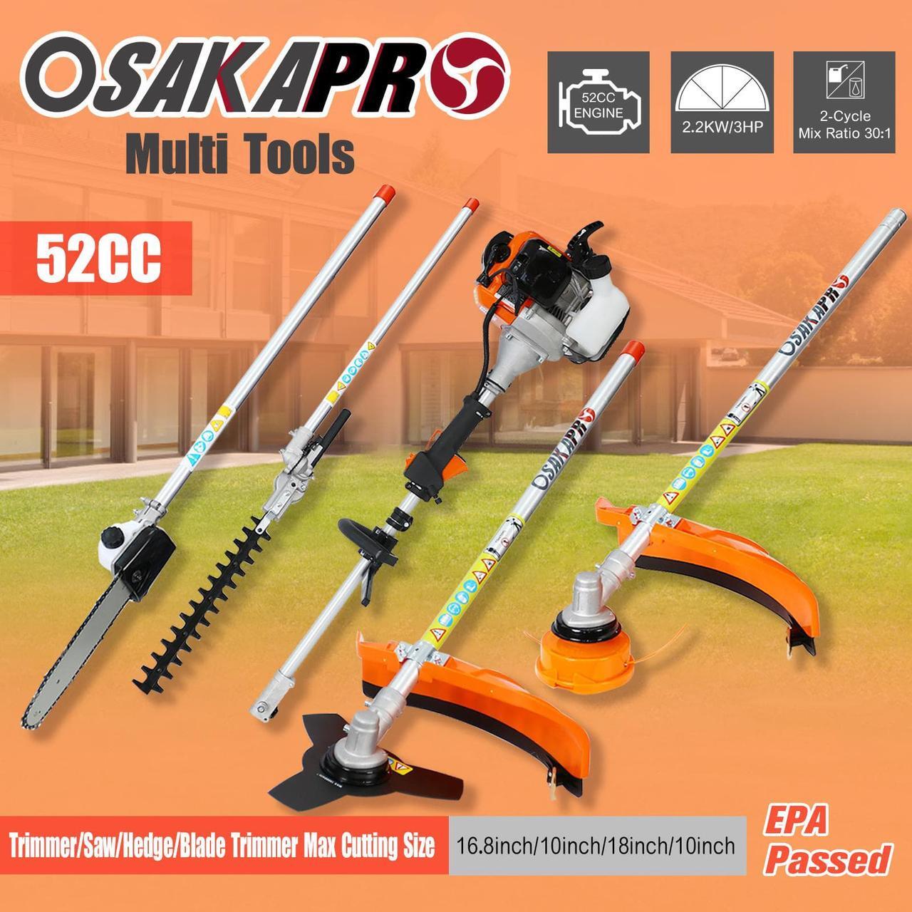 Alt view image 7 of 7 - 4 in 1 Multi-Functional Trimming Tool, 52CC 2-Cycle Garden Tool System Included Gas Pole Saw, Hedge Trimmer, Grass Trimmer, and Brush Cutter