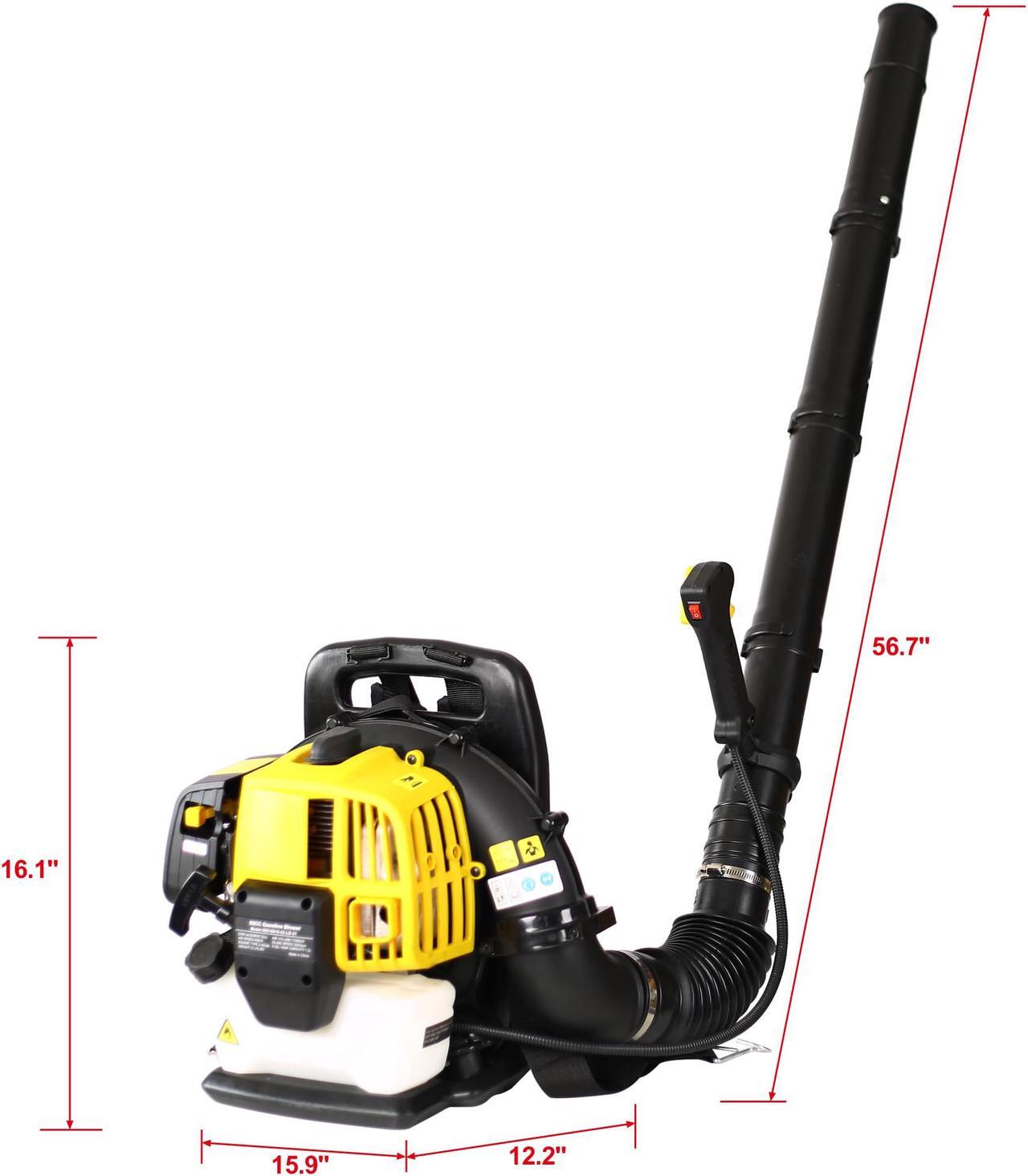 Alt view image 2 of 7 - 2-Stroke  Engine Gas Powered Leaf Blower - 52CC Gasoline Blower for Lawn Care - Cordless Variable Speed Backpack Leaf Blower (Orange)