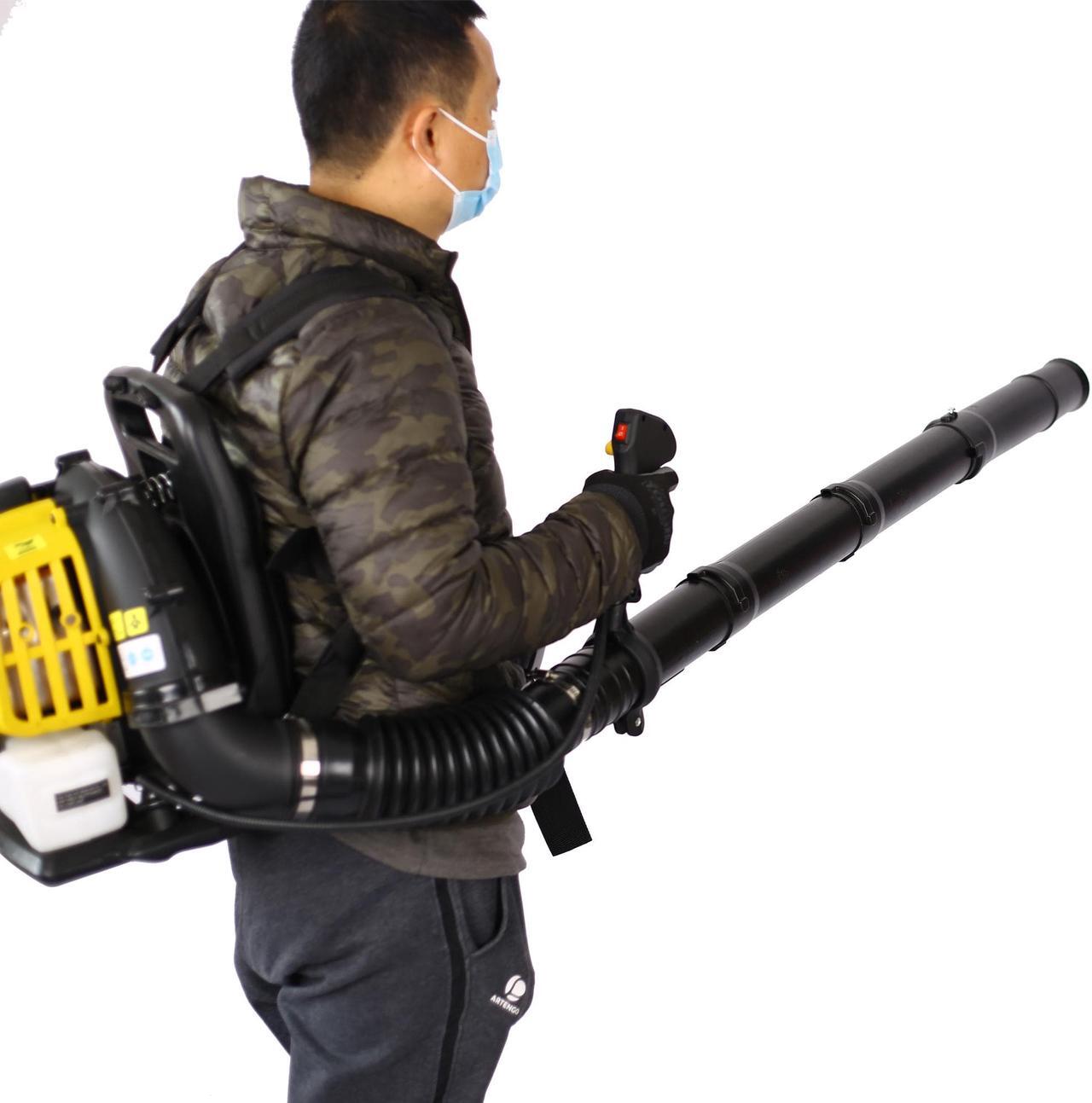 Alt view image 6 of 7 - 2-Stroke  Engine Gas Powered Leaf Blower - 52CC Gasoline Blower for Lawn Care - Cordless Variable Speed Backpack Leaf Blower (Orange)
