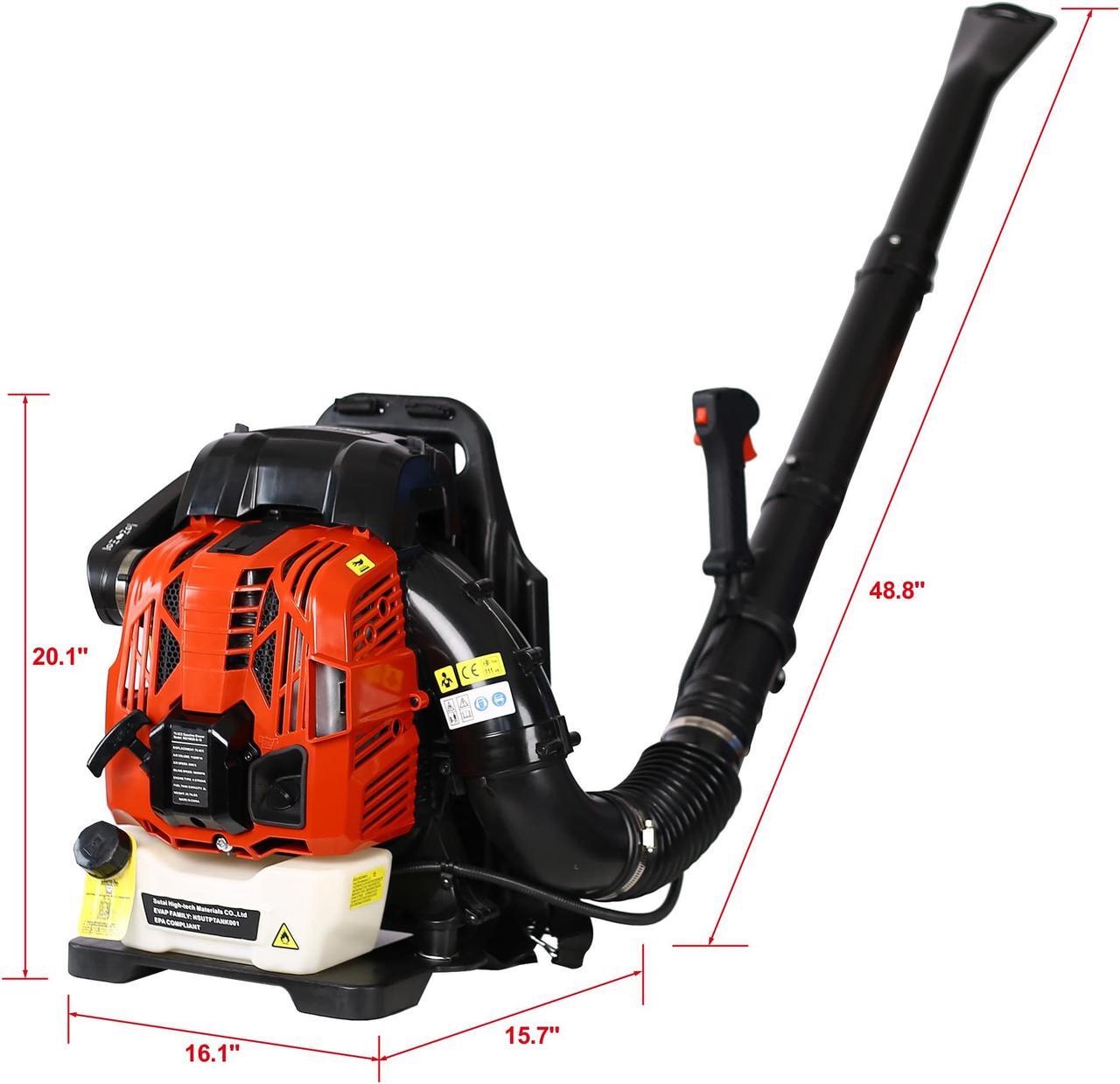 Alt view image 2 of 7 - 4-Stroke Engine Gas Powered Leaf Blower - 76CC Gasoline Blower for Lawn Care - Cordless Variable Speed Backpack Leaf Blower (Red)