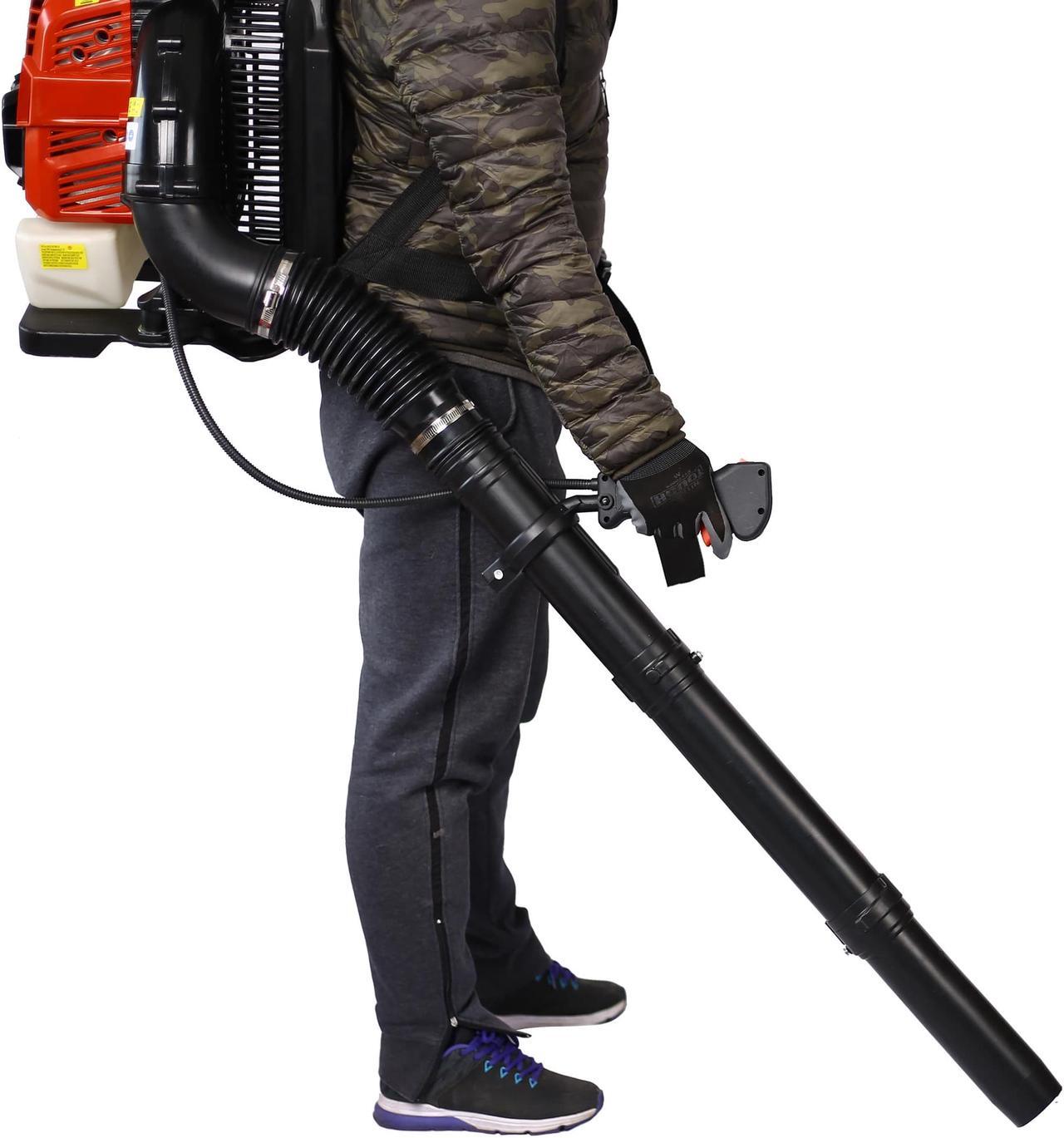 Alt view image 4 of 7 - 4-Stroke Engine Gas Powered Leaf Blower - 76CC Gasoline Blower for Lawn Care - Cordless Variable Speed Backpack Leaf Blower (Red)