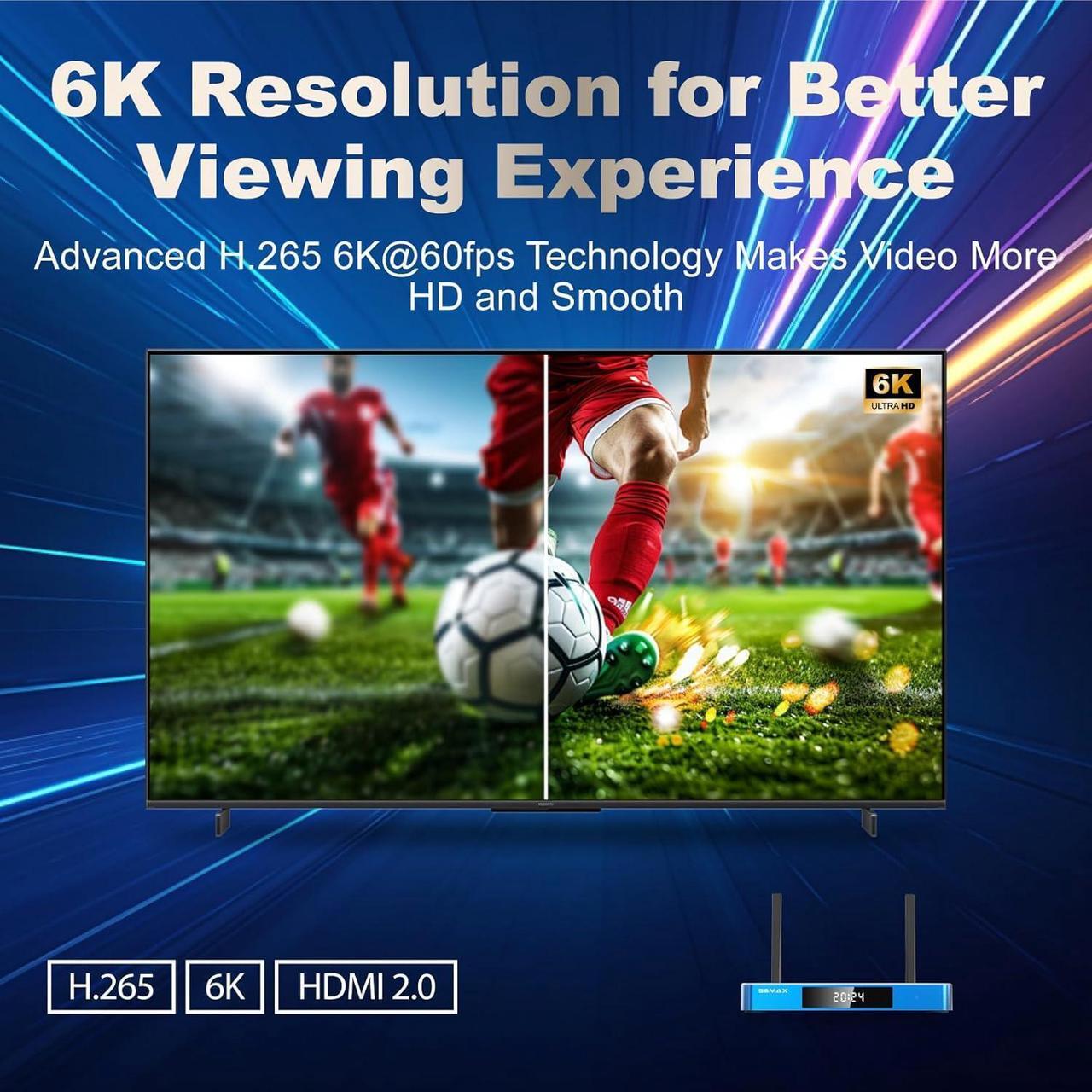 Alt view image 5 of 7 - Superbox S6 Max Android TV Box, 6K Smart Media Player with Voice Control, 4GB RAM + 64GB Storage, Dual-Band WiFi (2T2R), Includes Setup Guide & Phone Support, Free Channels, 2025 Edition